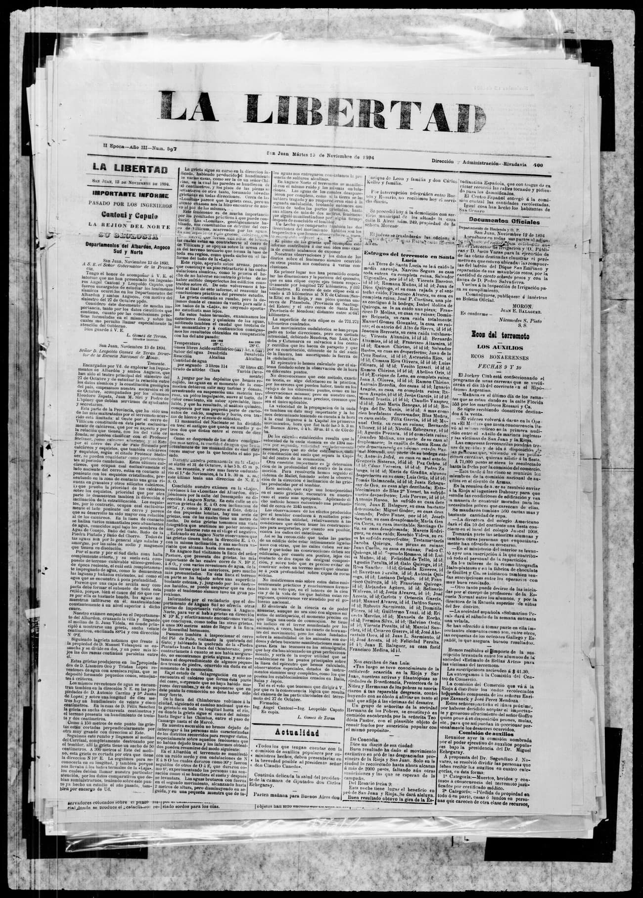 Portada · 13 de Noviembre de 1894