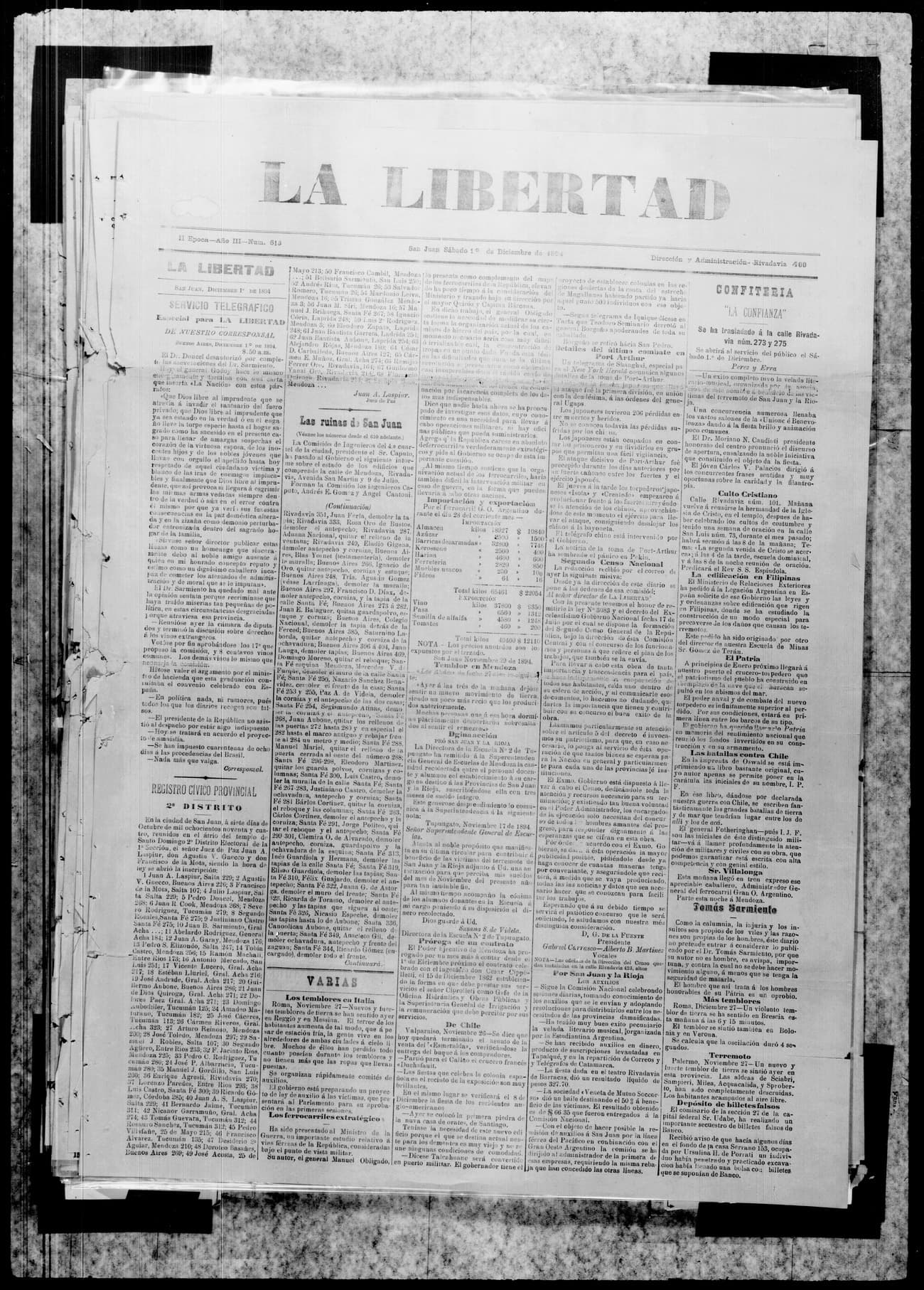 Portada · 1 de Diciembre de 1894