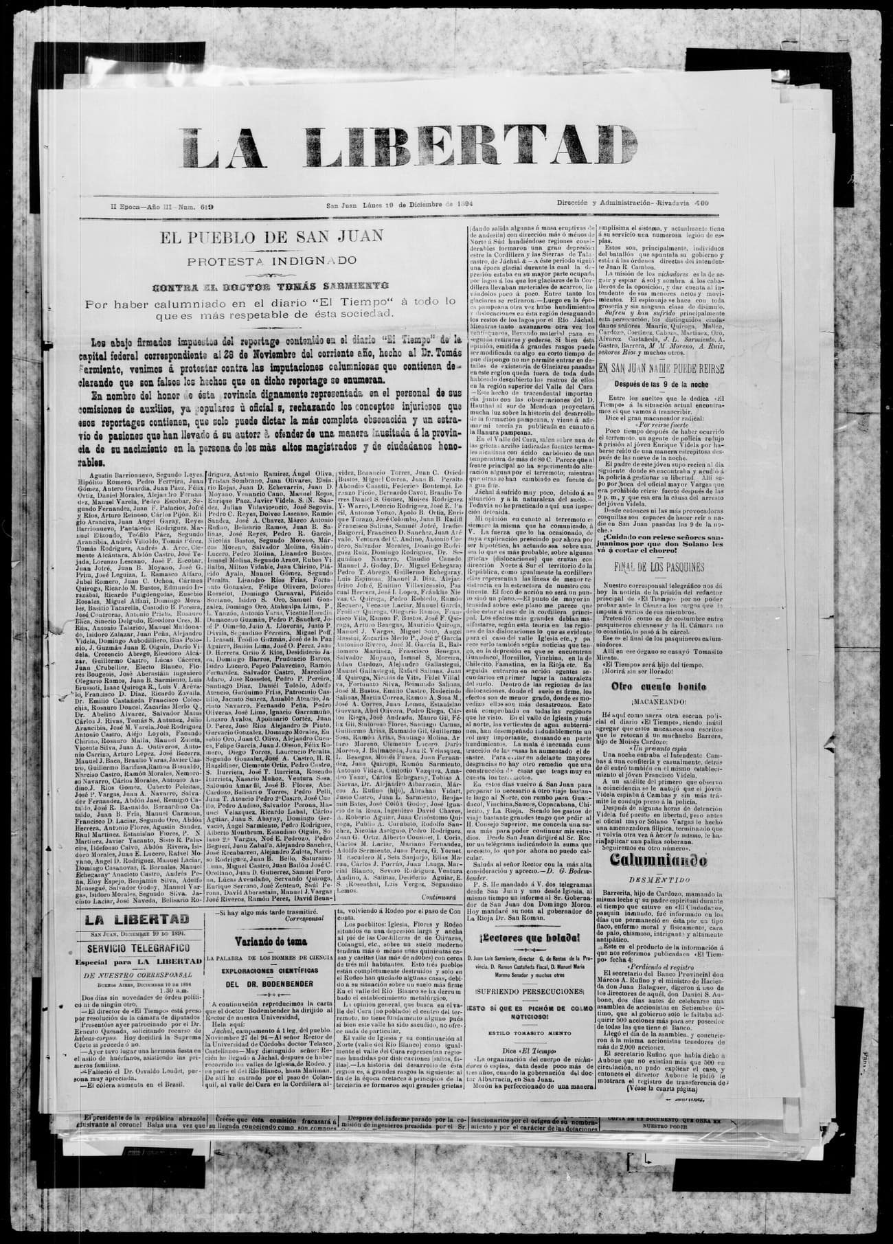 Portada · 10 de Diciembre de 1894