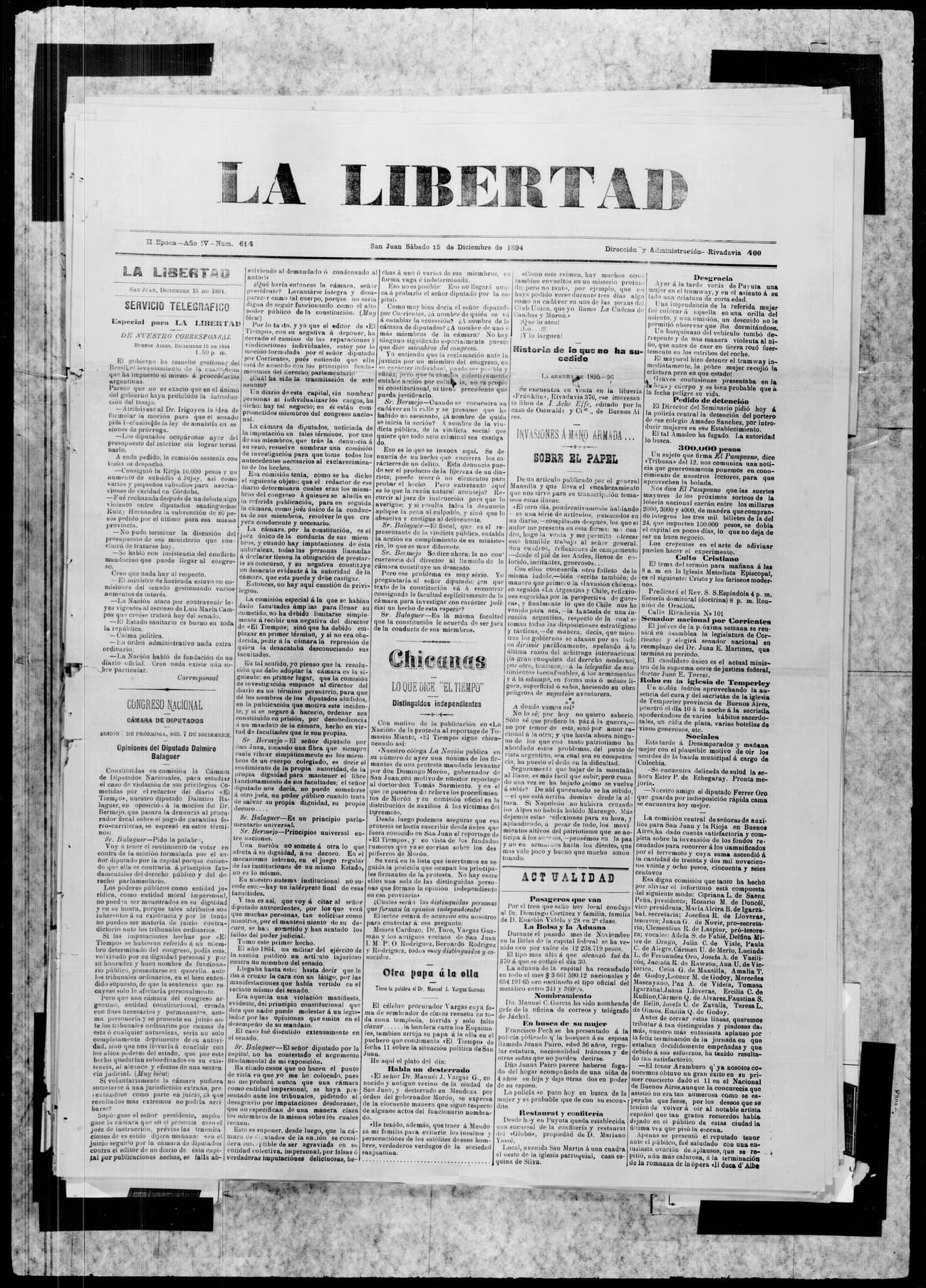 Portada · 15 de Diciembre de 1894