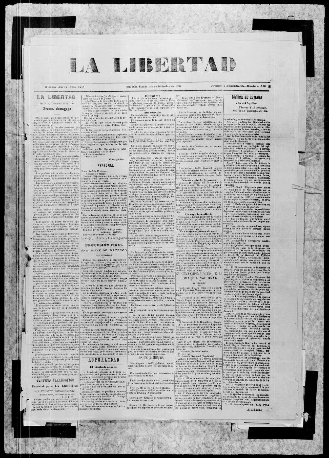 Portada · 22 de Diciembre de 1894