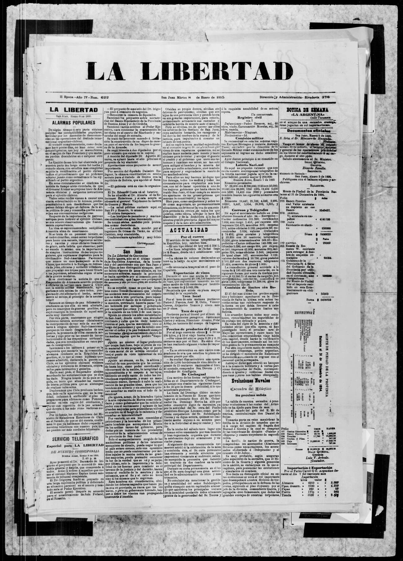Portada · 8 de Enero de 1894