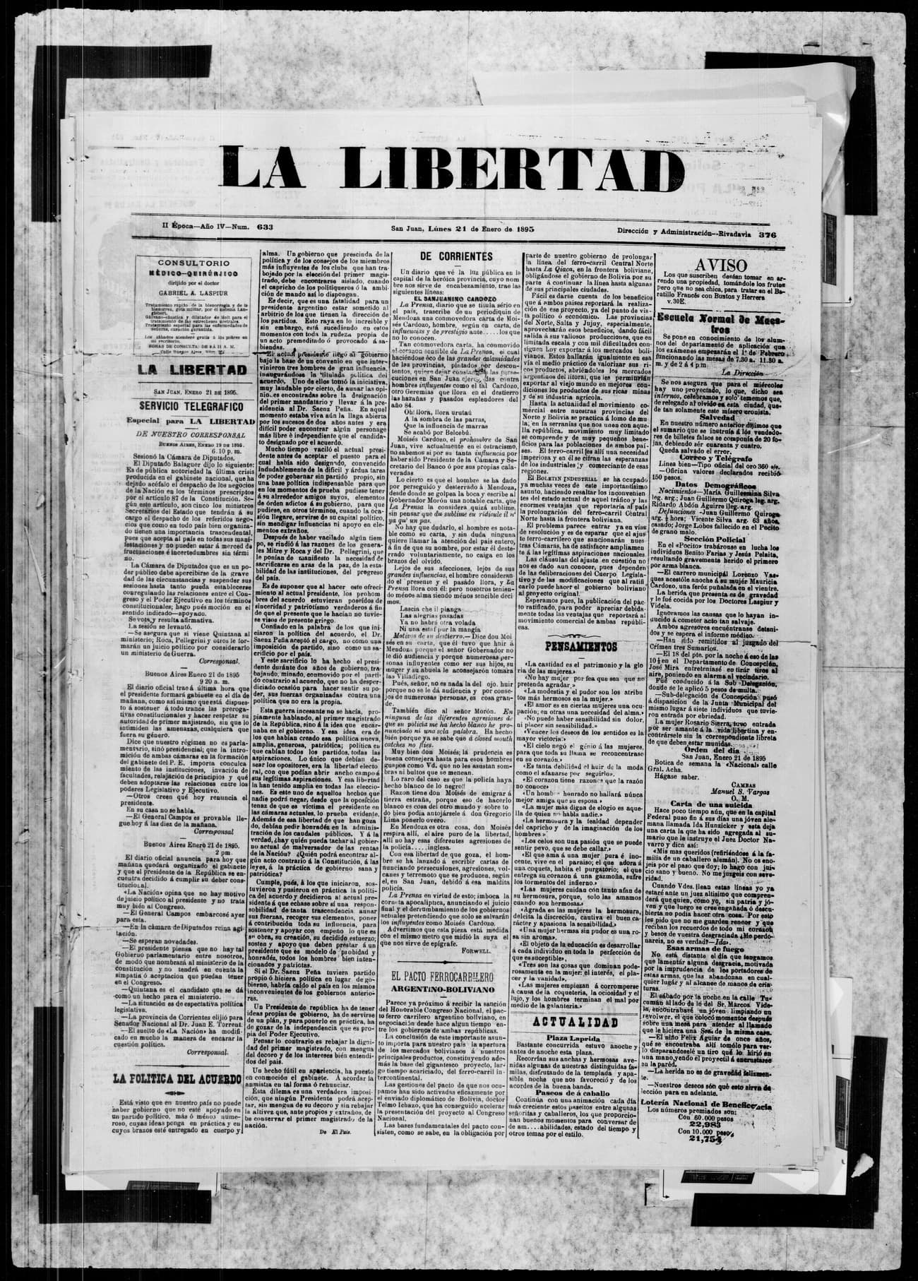 Portada · 21 de Enero de 1895