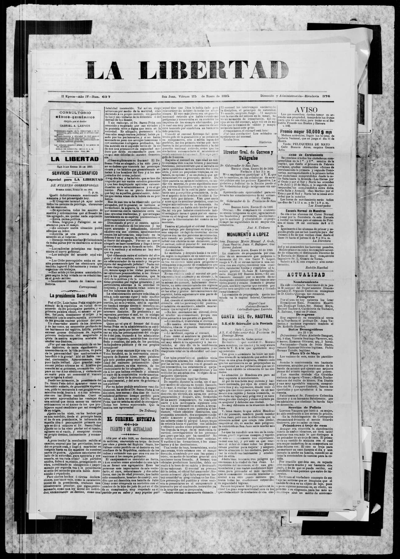 Portada · 25 de Enero de 1895