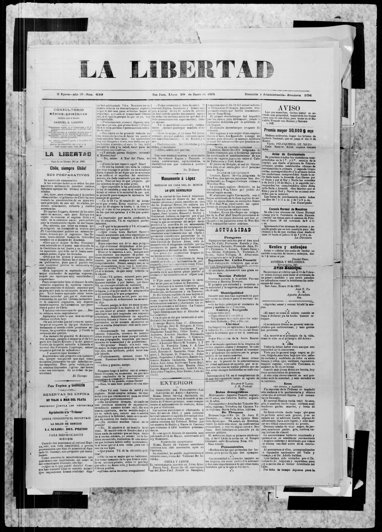 Portada · 28 de Enero de 1895