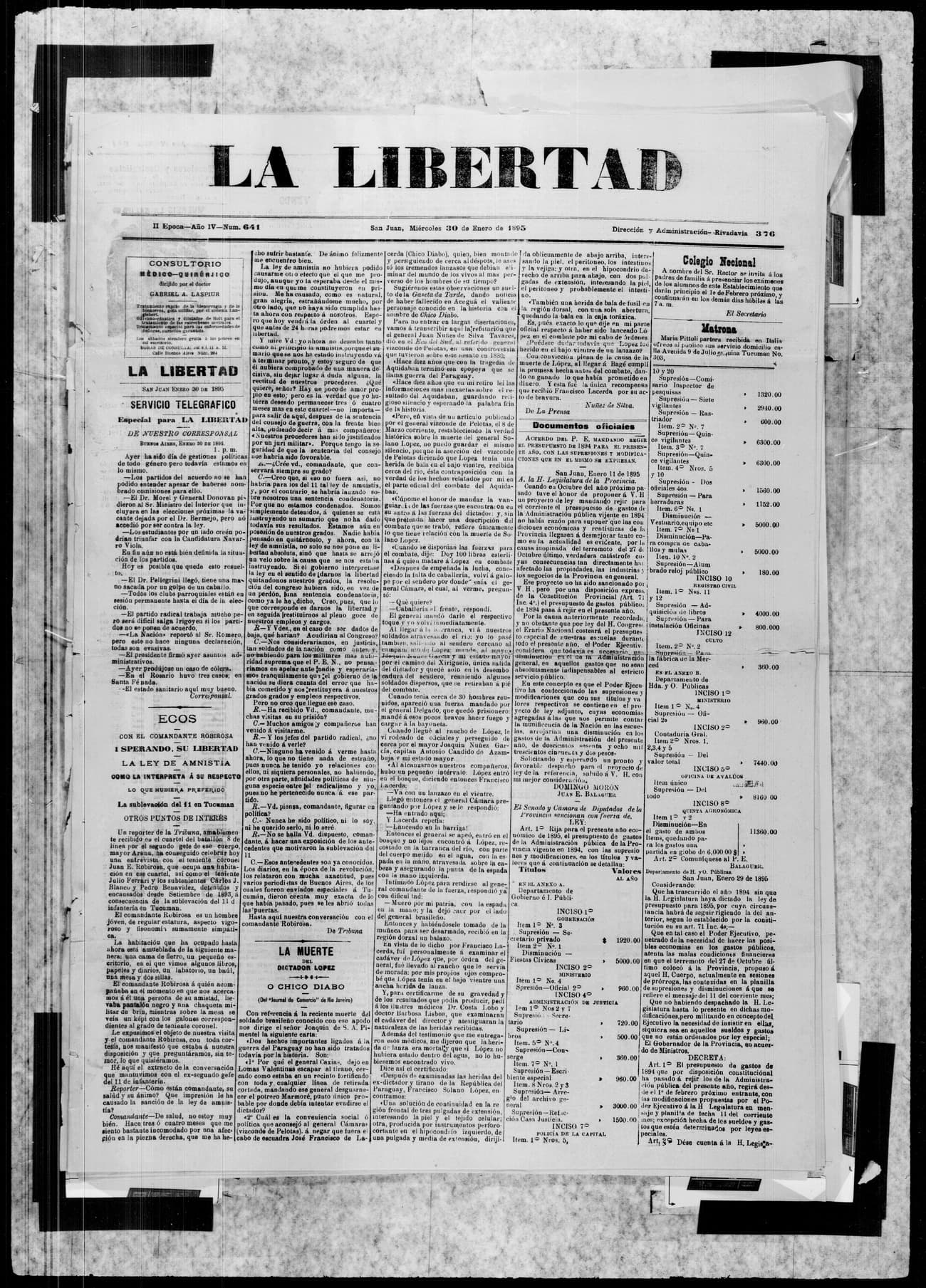Portada · 30 de Enero de 1895