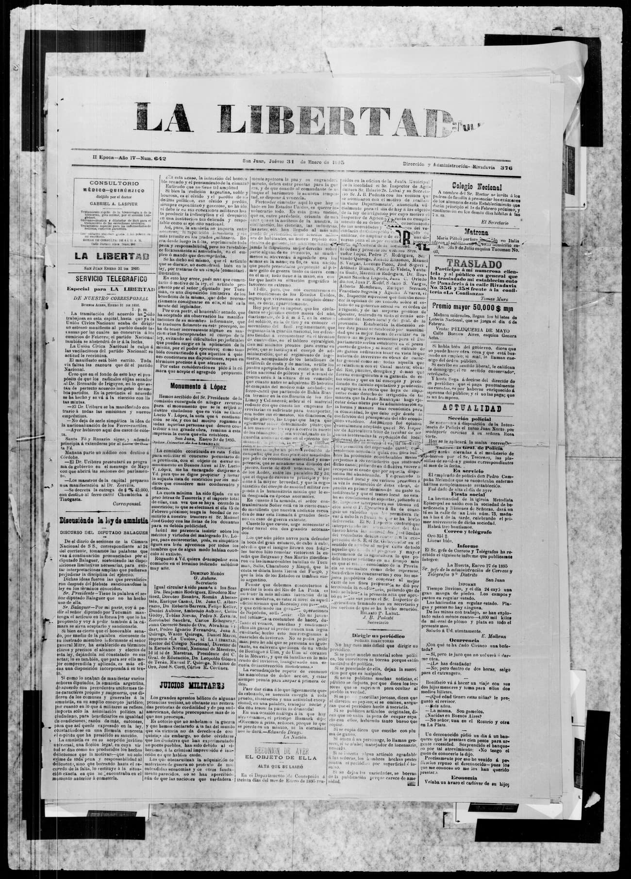 Portada · 31 de Enero de 1895