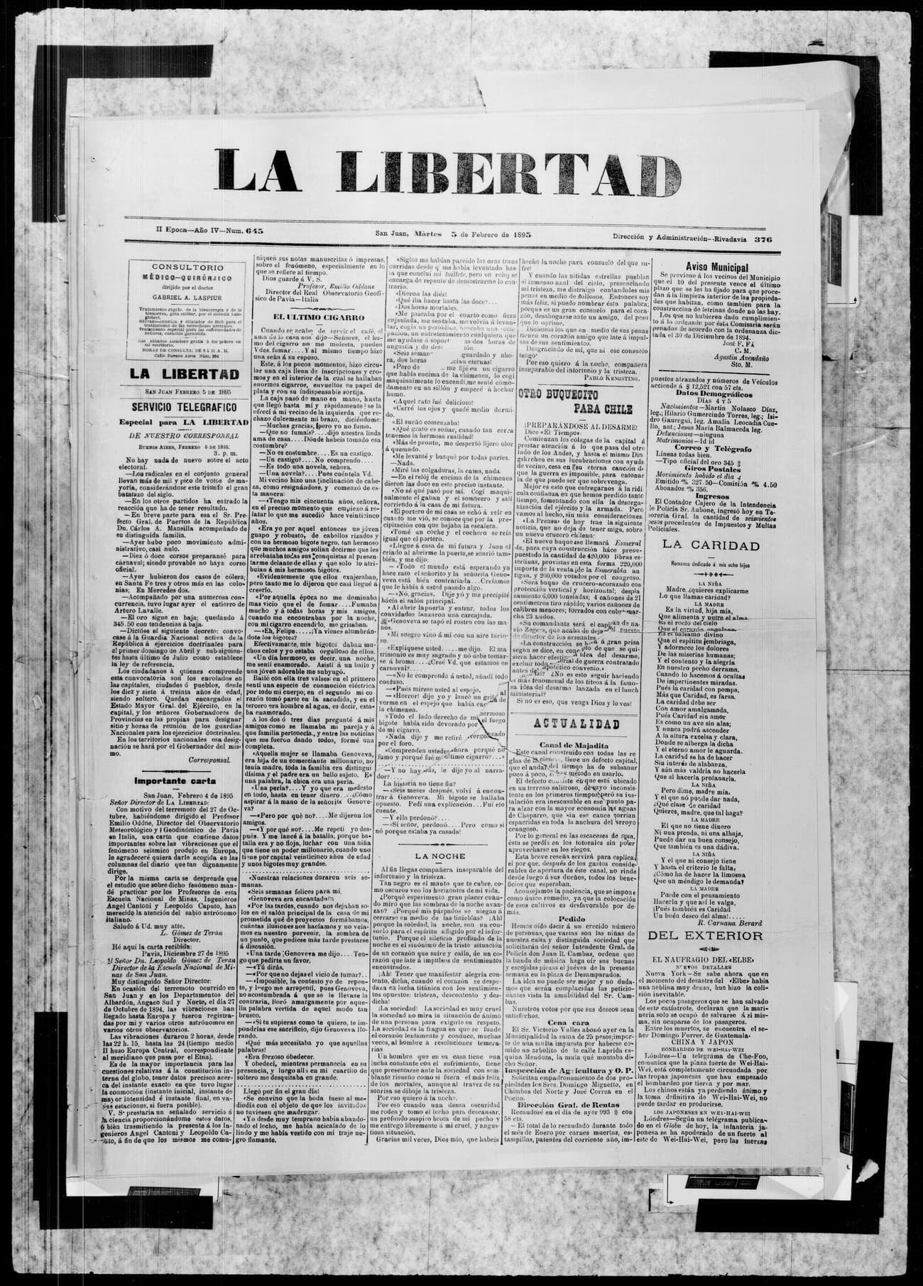 Portada · 5 de Febrero de 1895