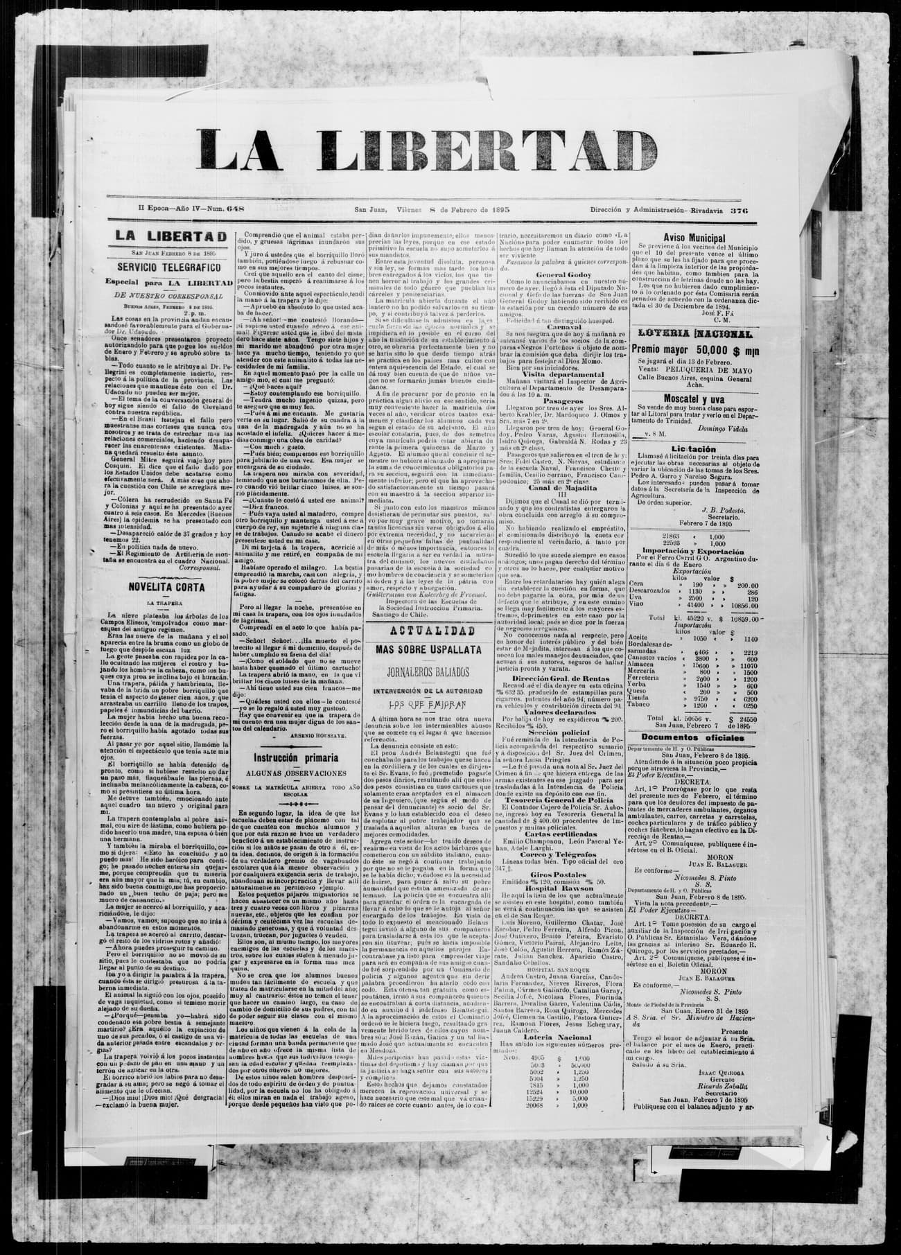 Portada · 8 de Febrero de 1895