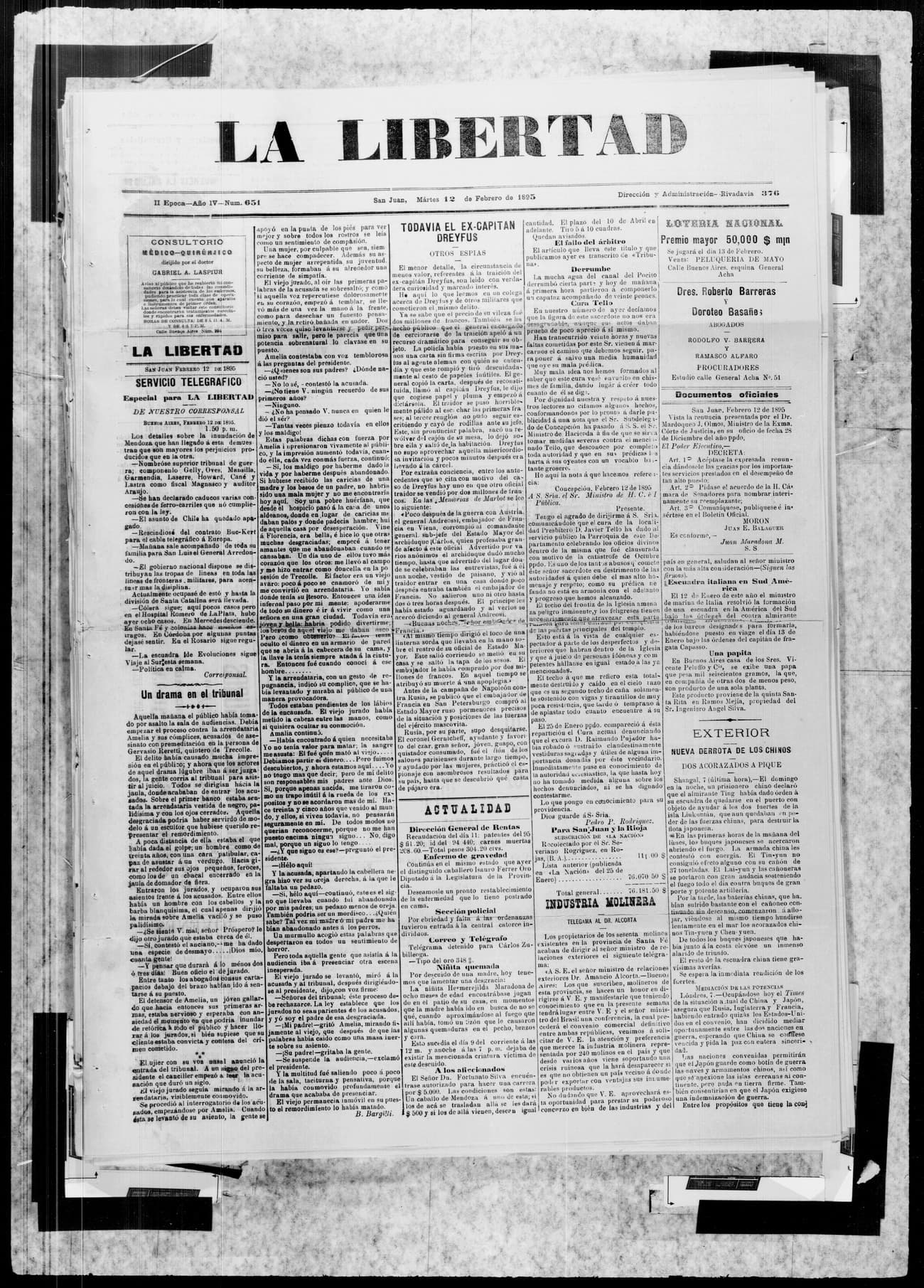 Portada · 12 de Febrero de 1895