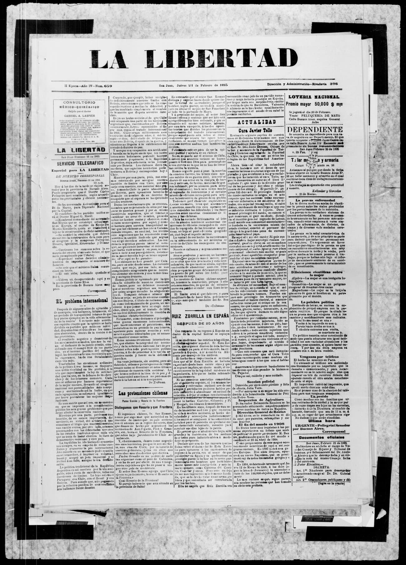 Portada · 21 de Febrero de 1895