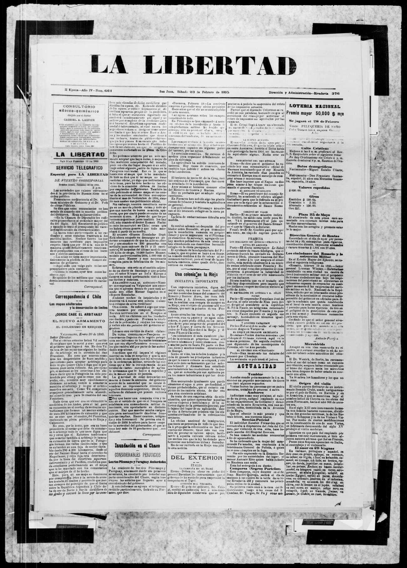 Portada · 23 de Febrero de 1895