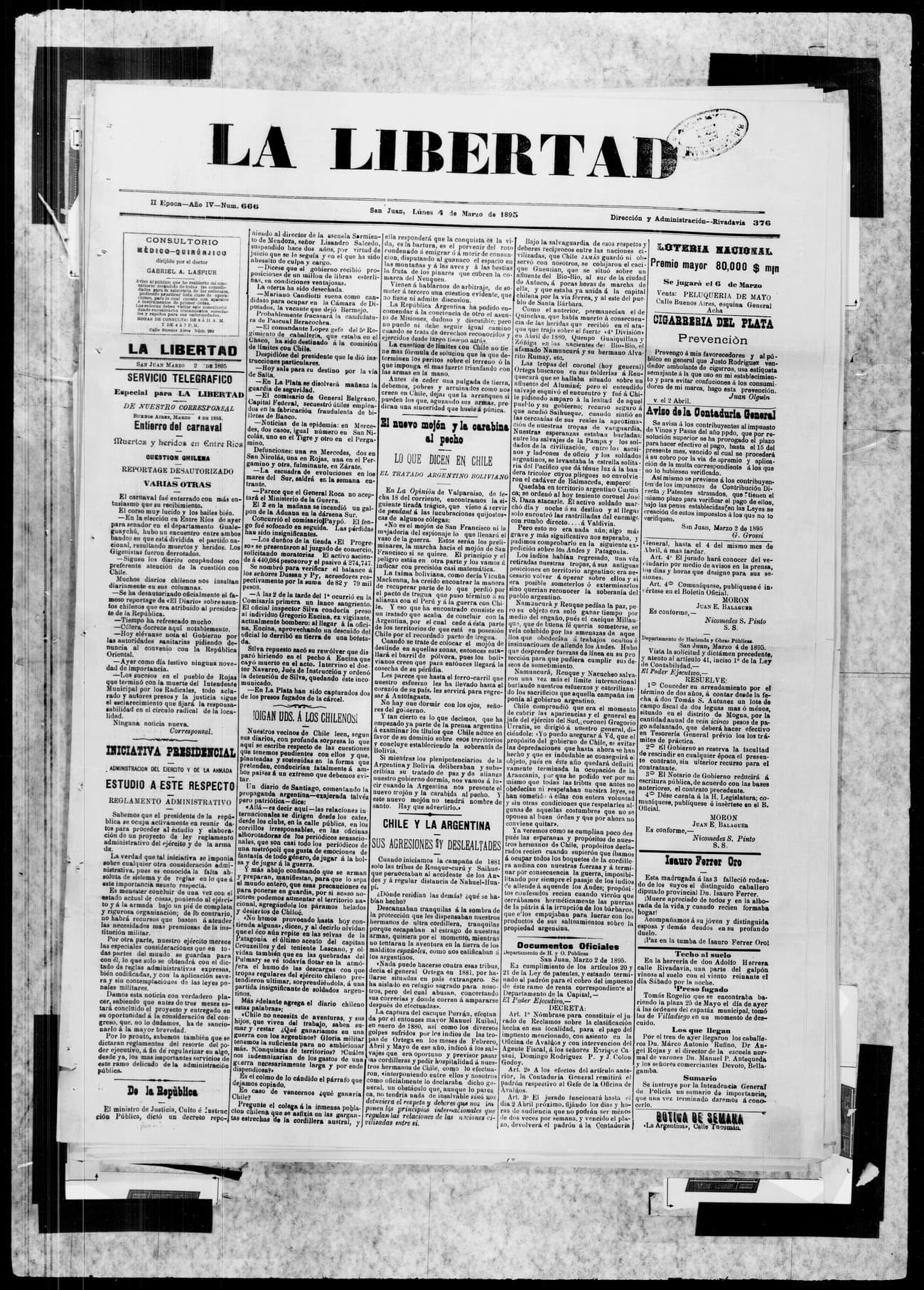 Portada · 4 de Marzo de 1895