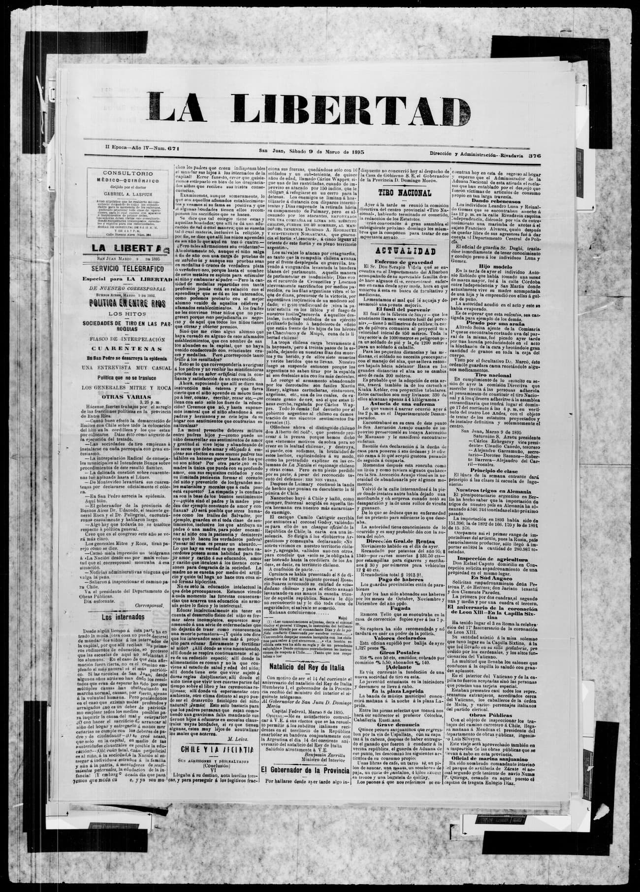 Portada · 9 de Marzo de 1895