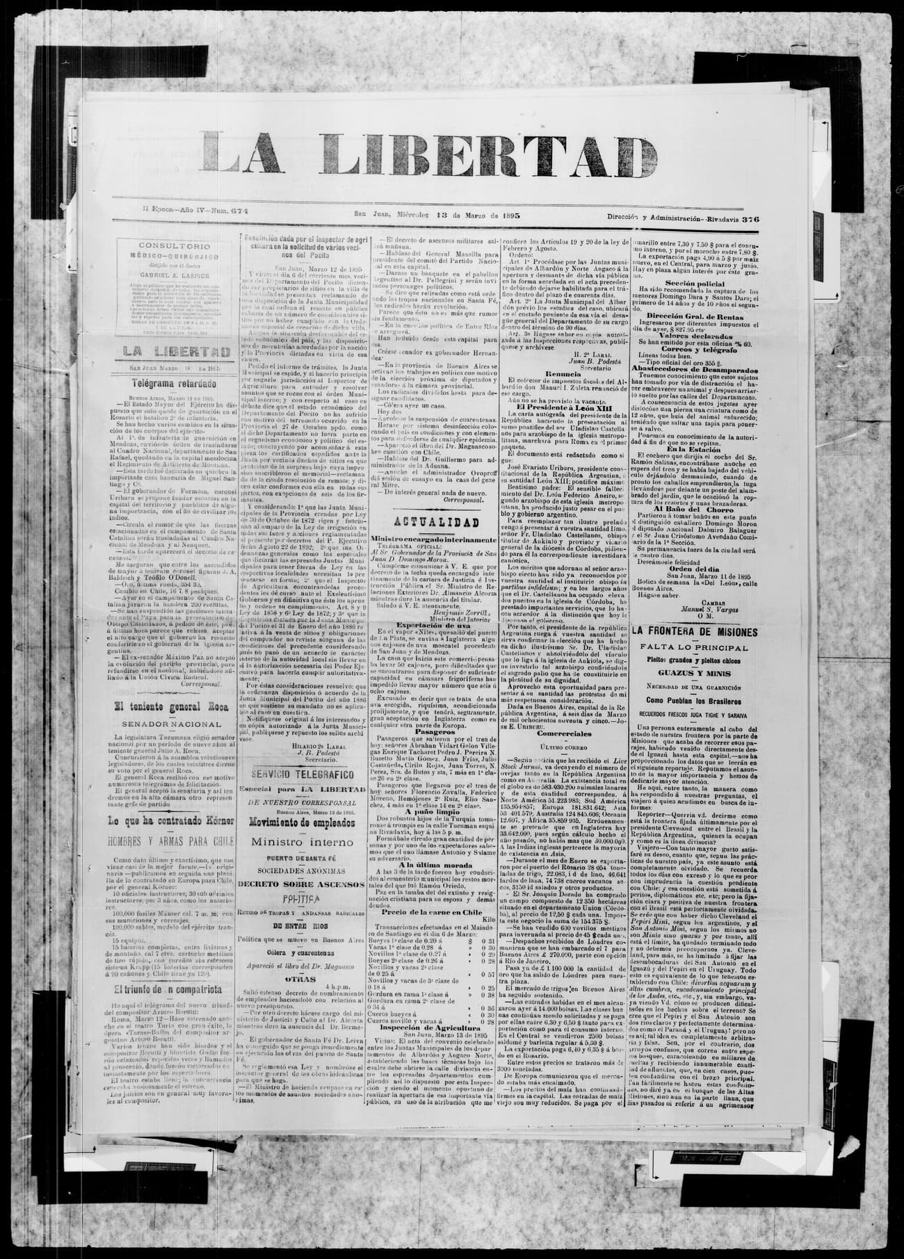 Portada · 13 de Marzo de 1895