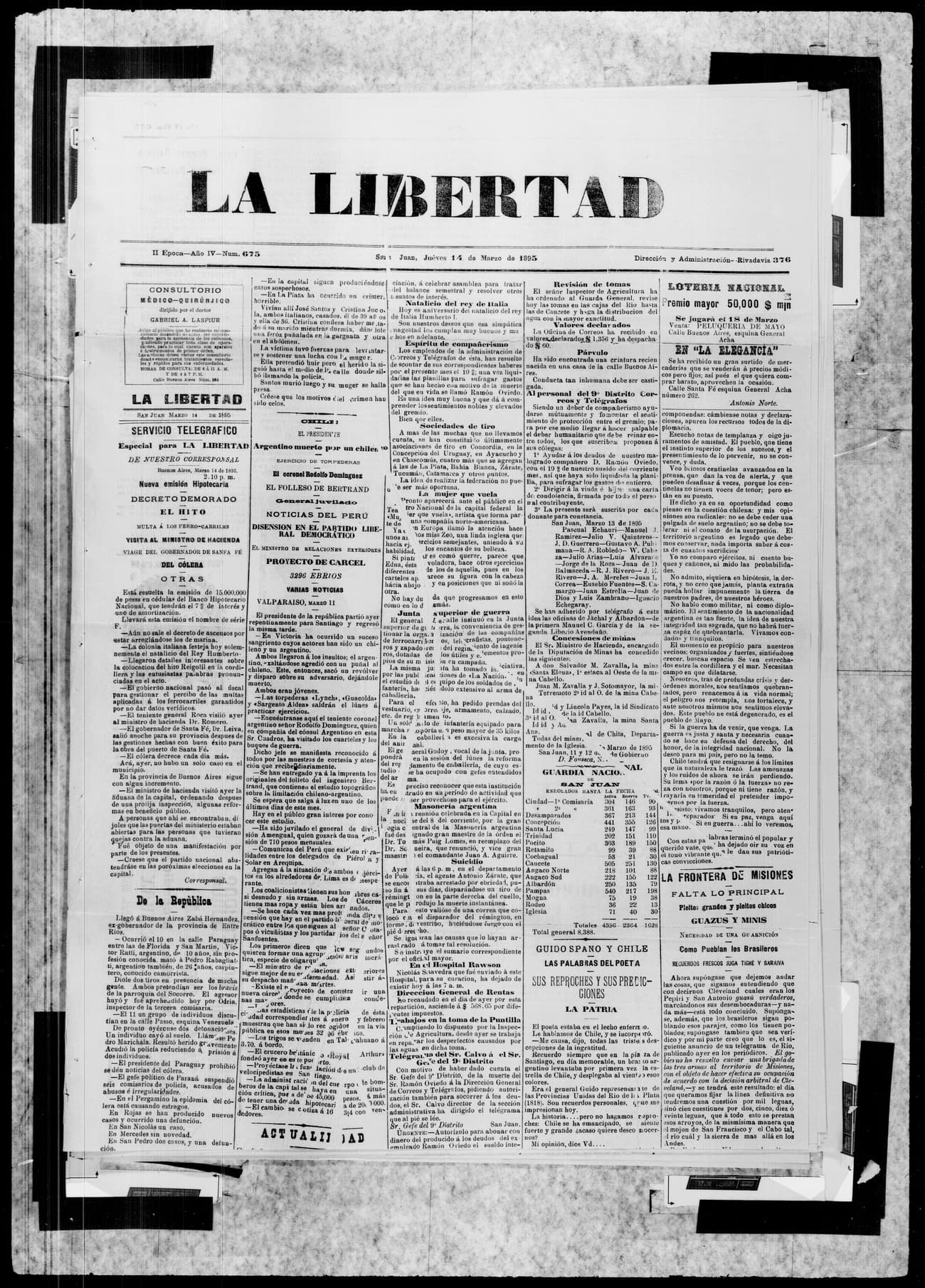 Portada · 14 de Marzo de 1895