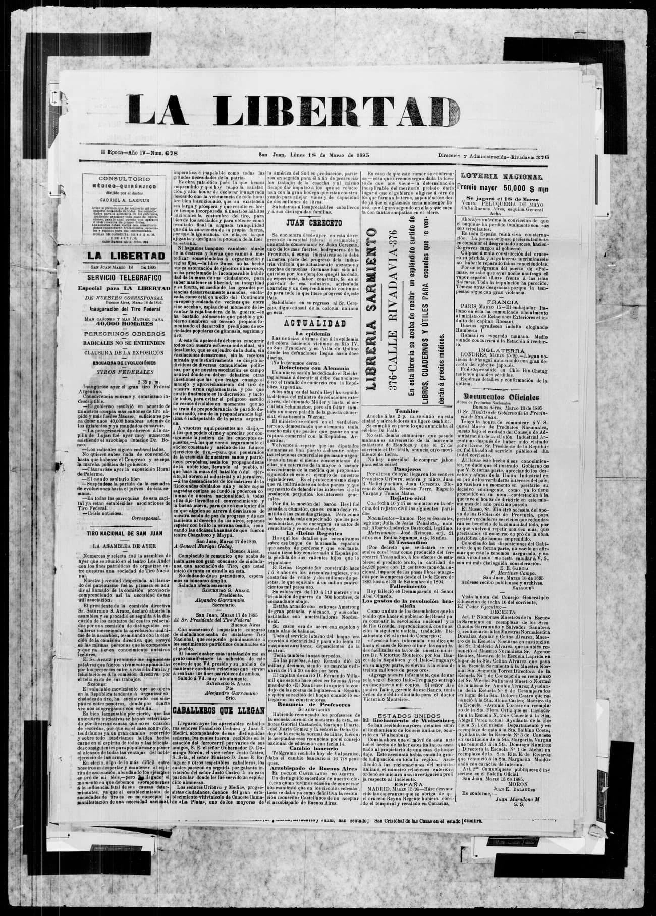 Portada · 18 de Marzo de 1895