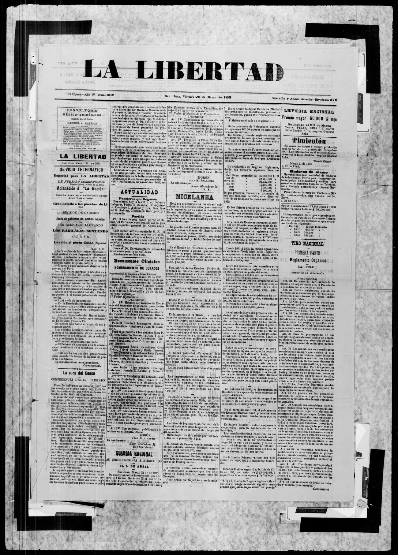 Portada · 22 de Marzo de 1895