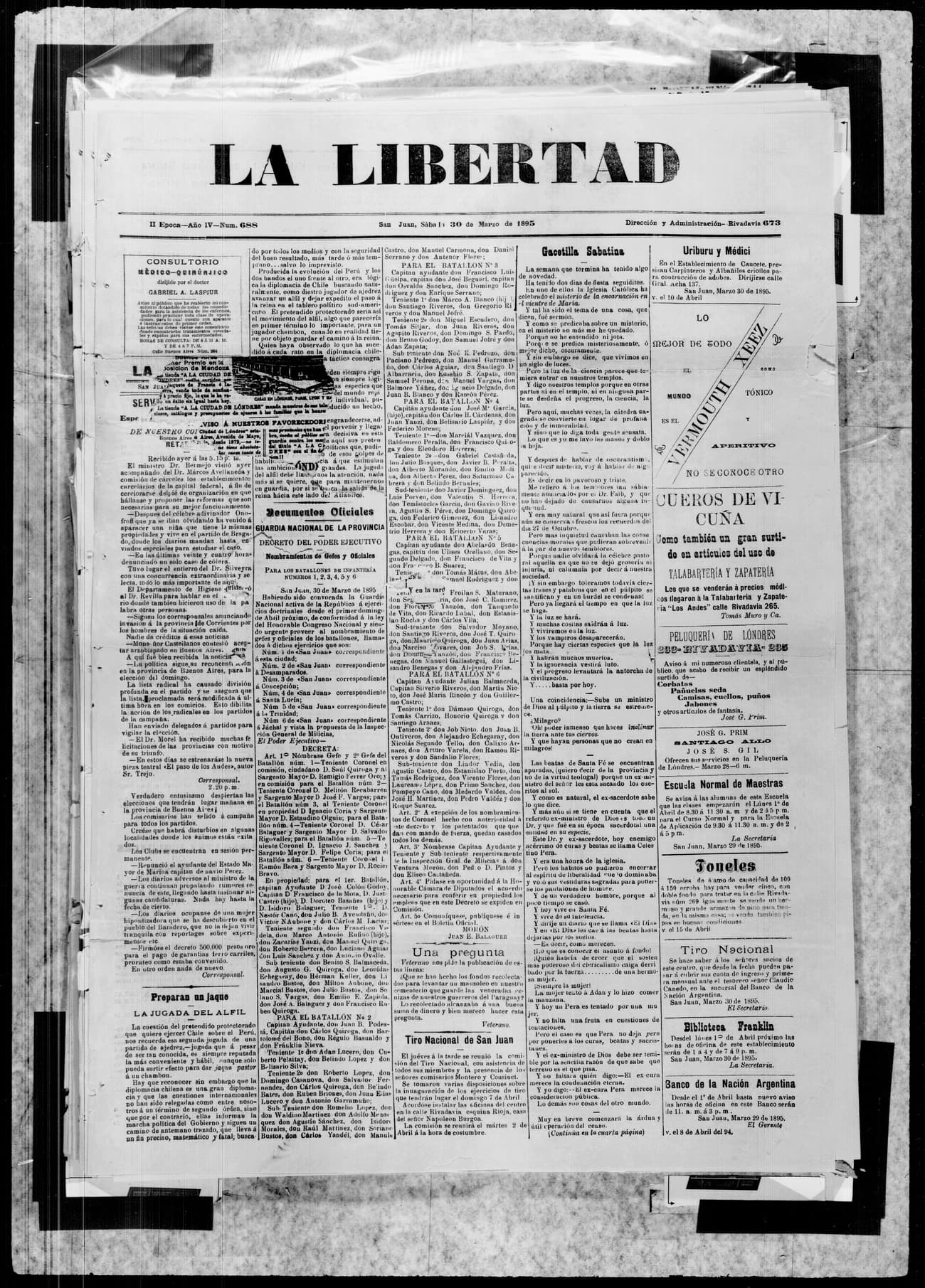 Portada · 30 de Marzo de 1895