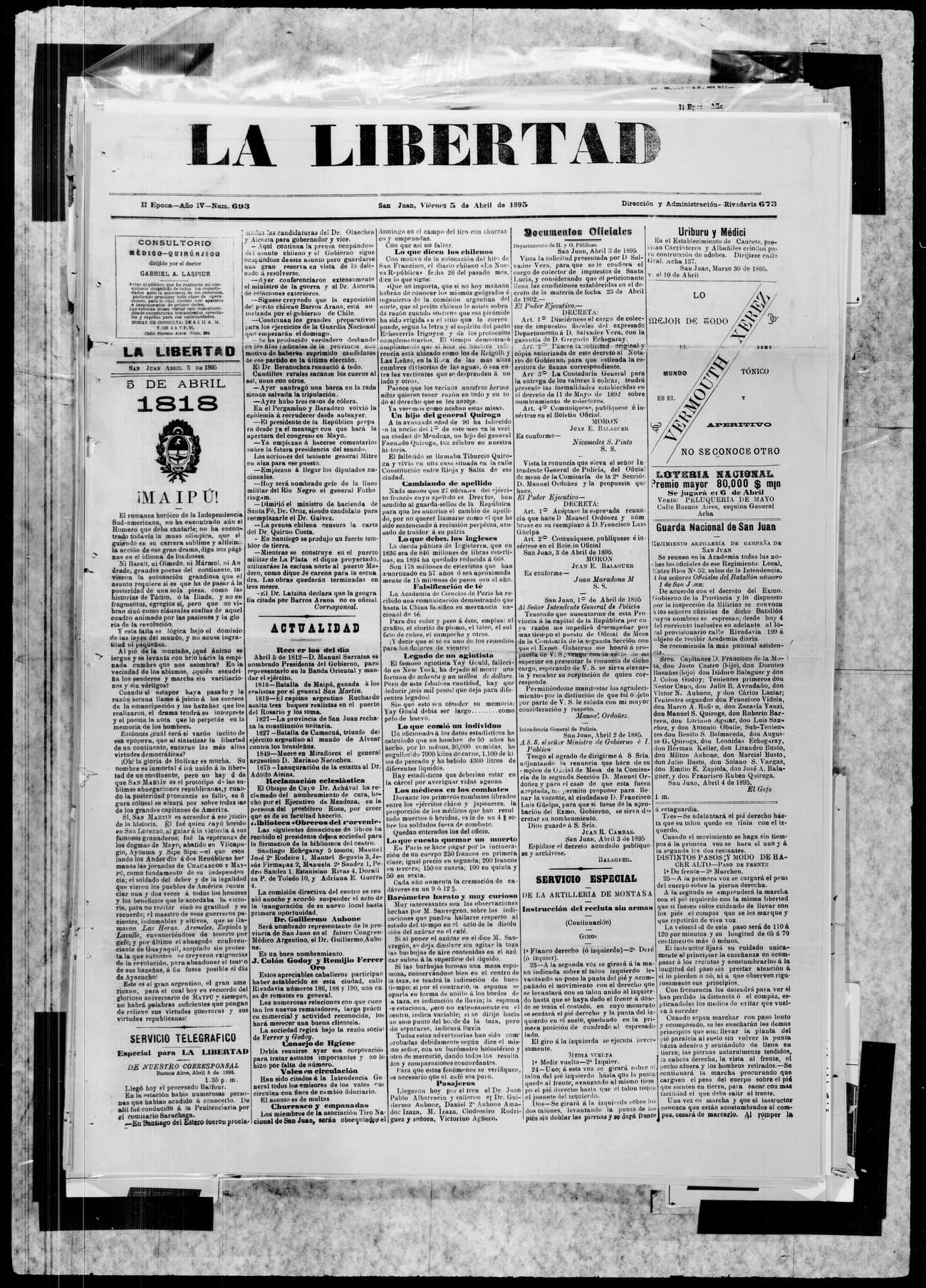 Portada · 5 de Abril de 1895