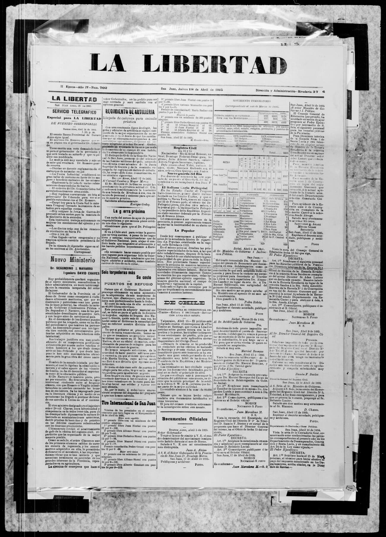 Portada · 18 de Abril de 1895