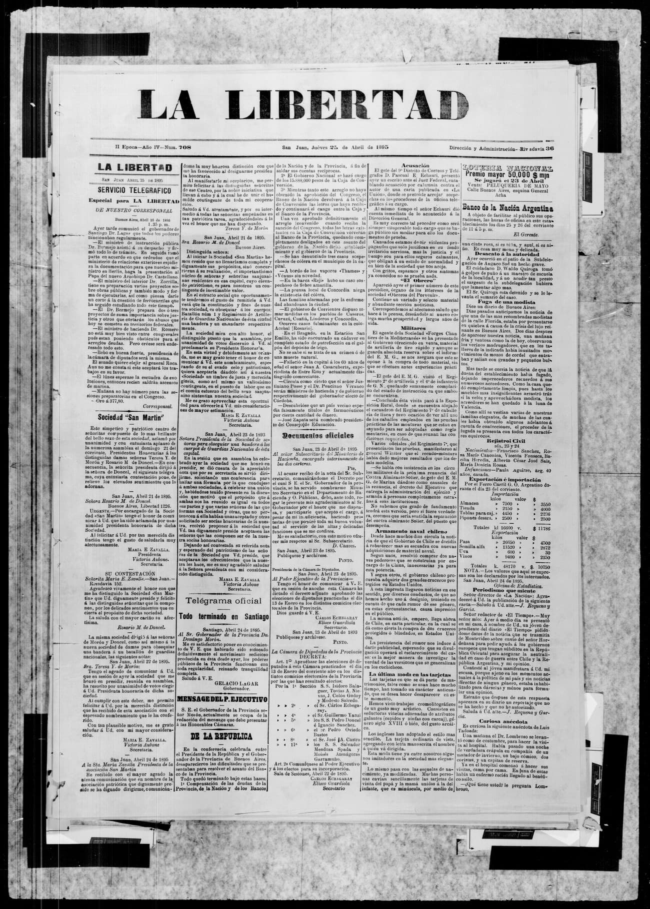 Portada · 25 de Abril de 1895