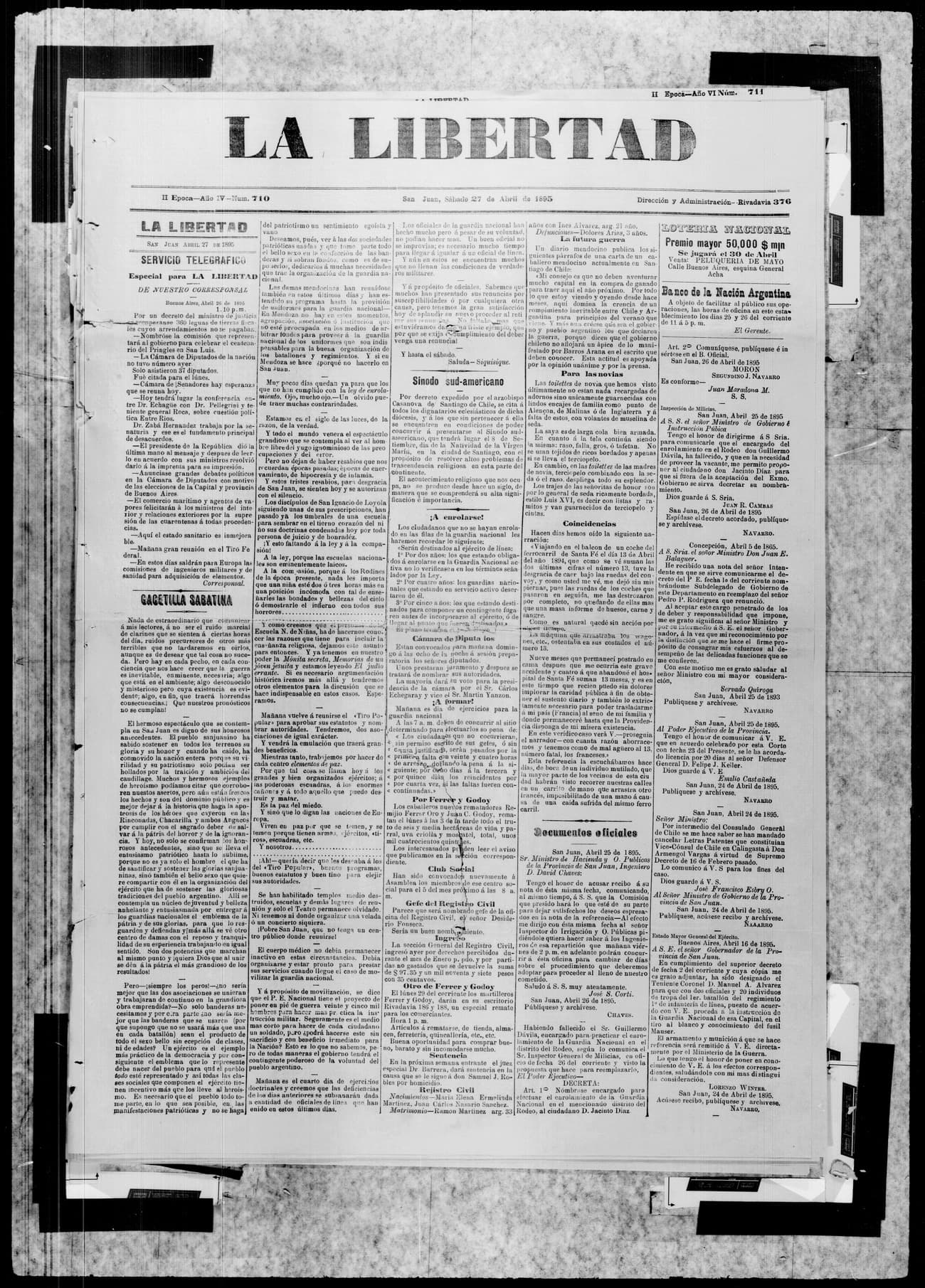 Portada · 27 de Abril de 1895