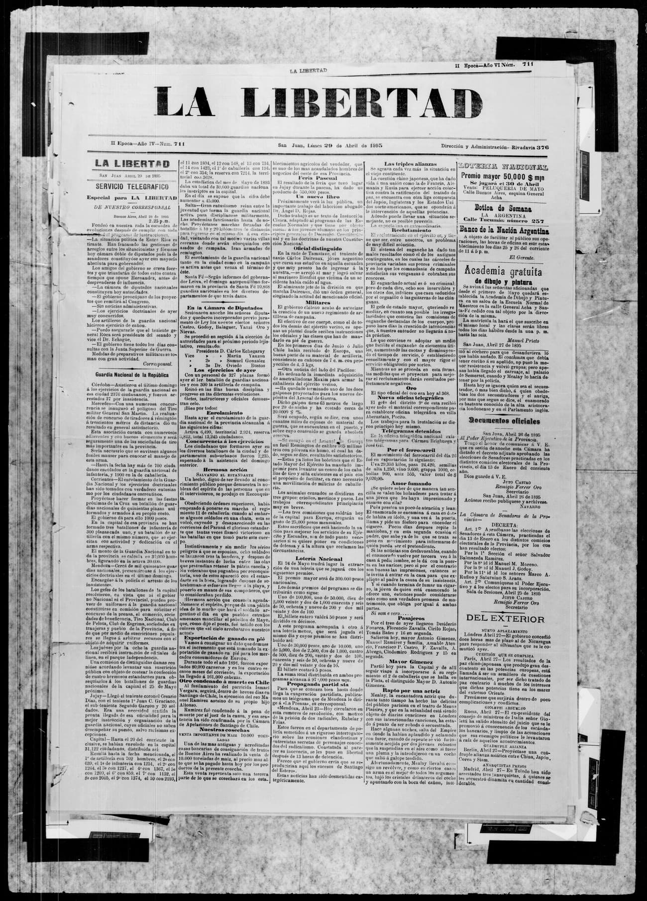 Portada · 29 de Abril de 1895