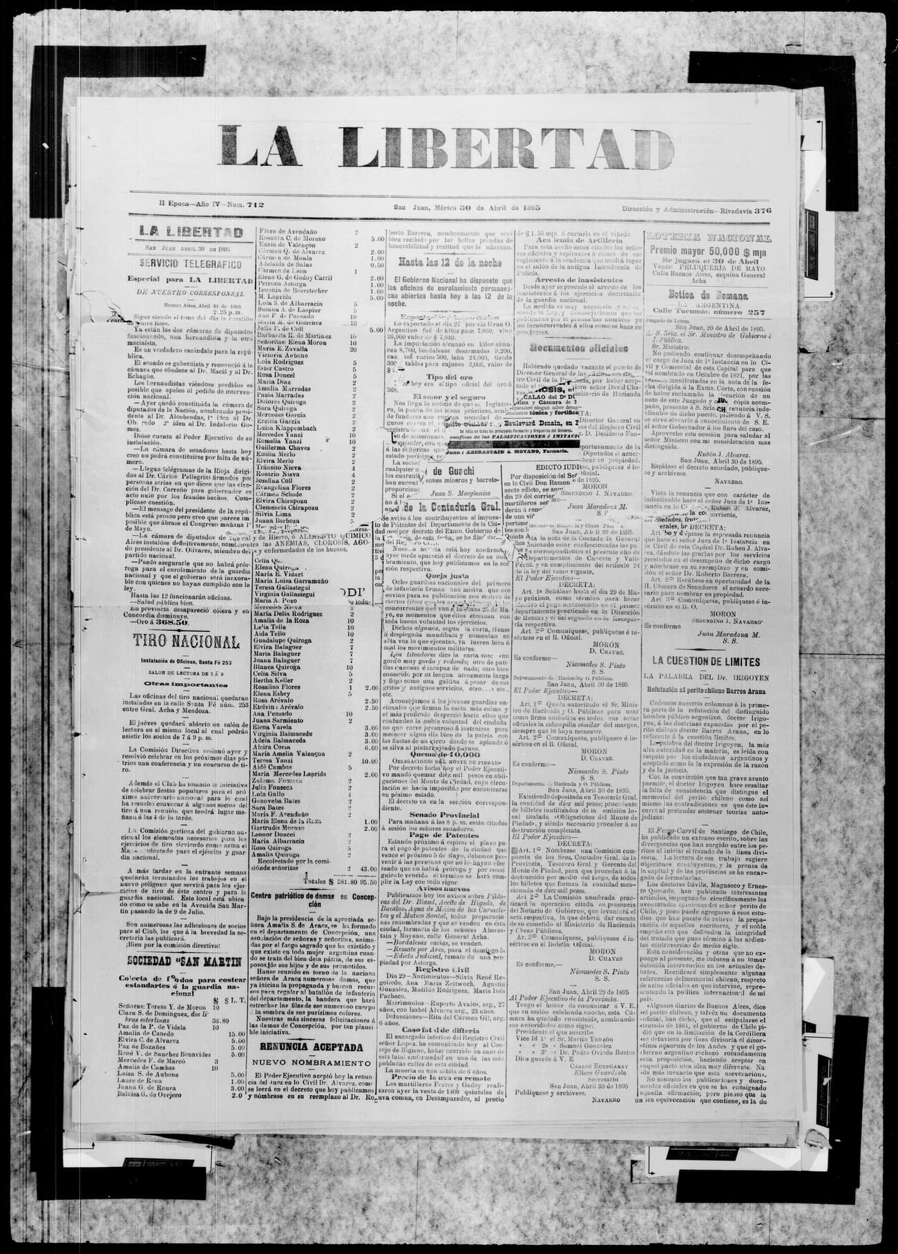 Portada · 30 de Abril de 1895