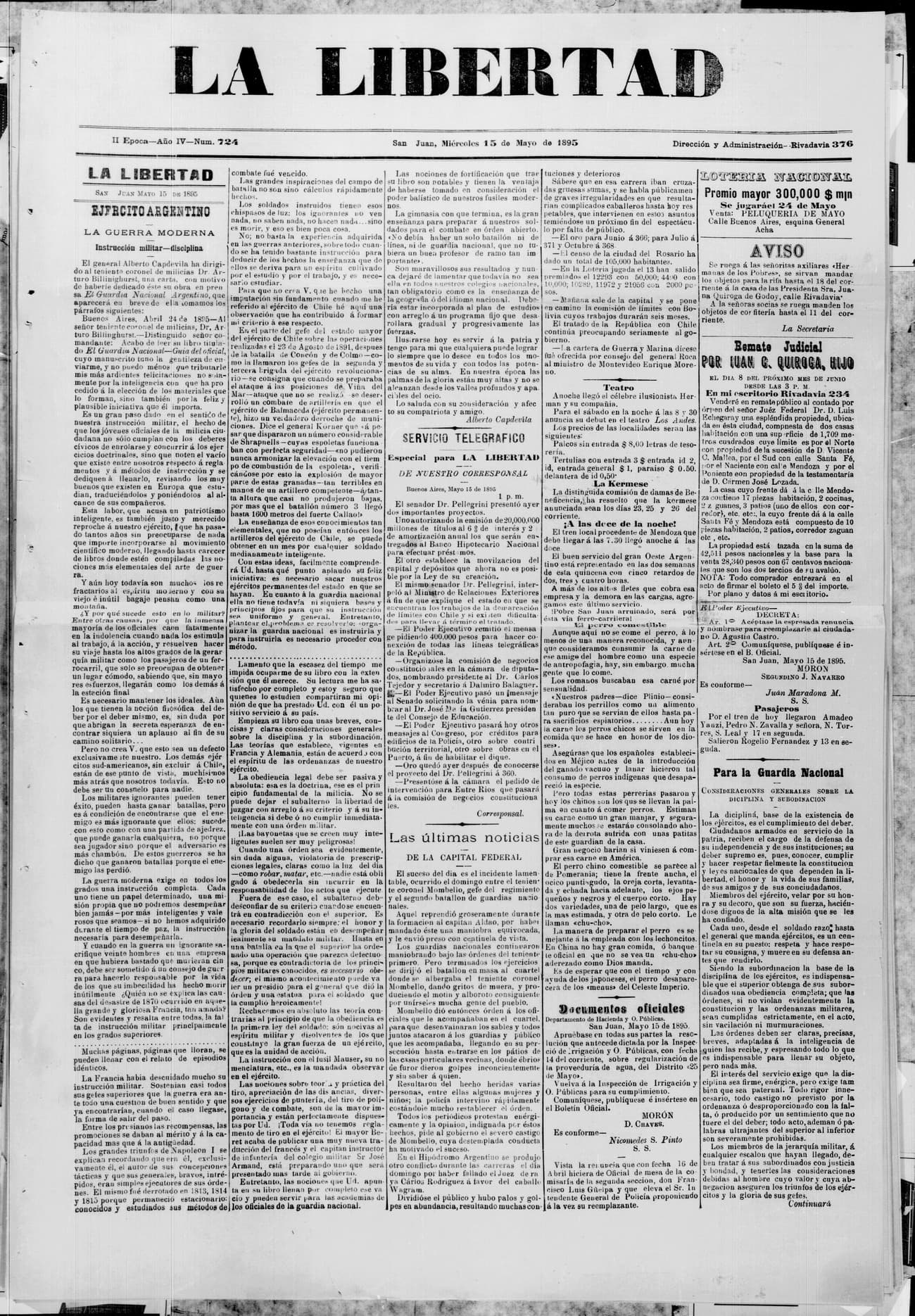 Portada · 15 de Mayo de 1895