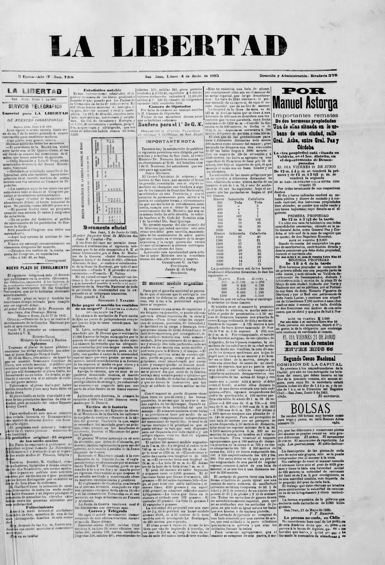 Portada · 4 de Junio de 1895