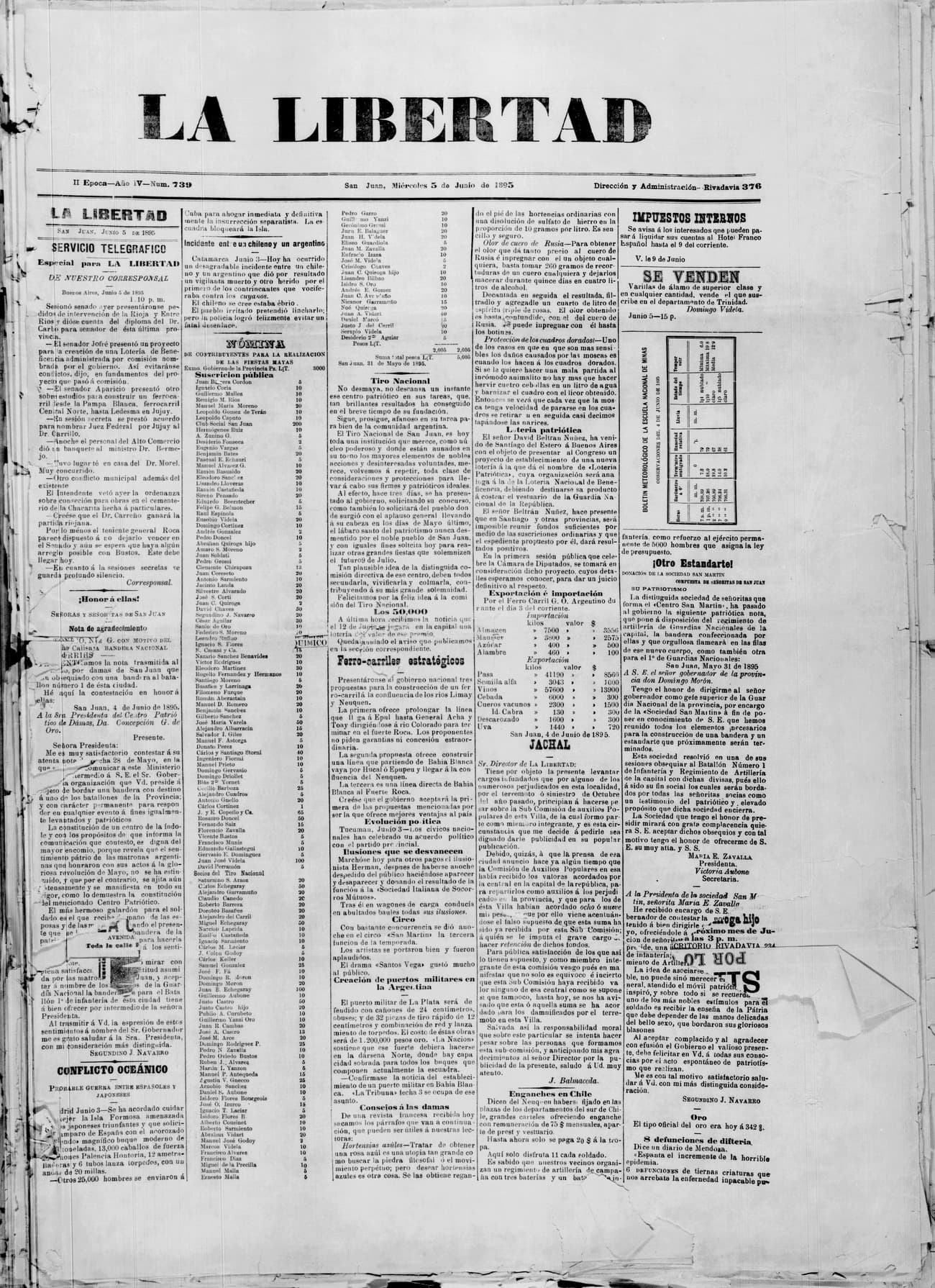 Portada · 5 de Junio de 1895