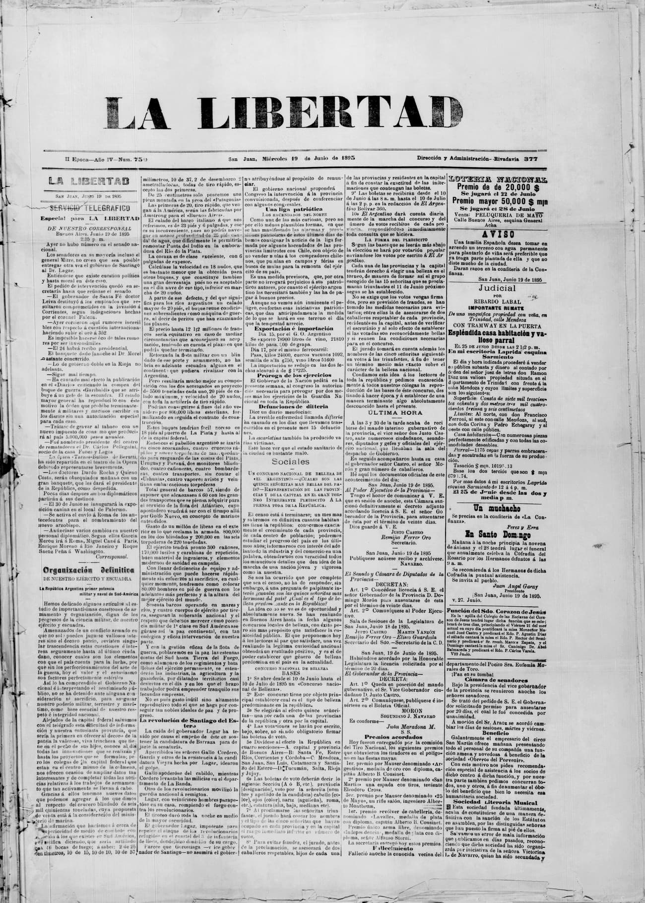Portada · 19 de Junio de 1895