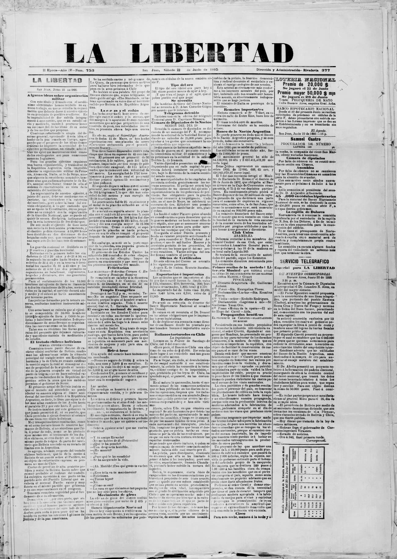 Portada · 22 de Junio de 1895