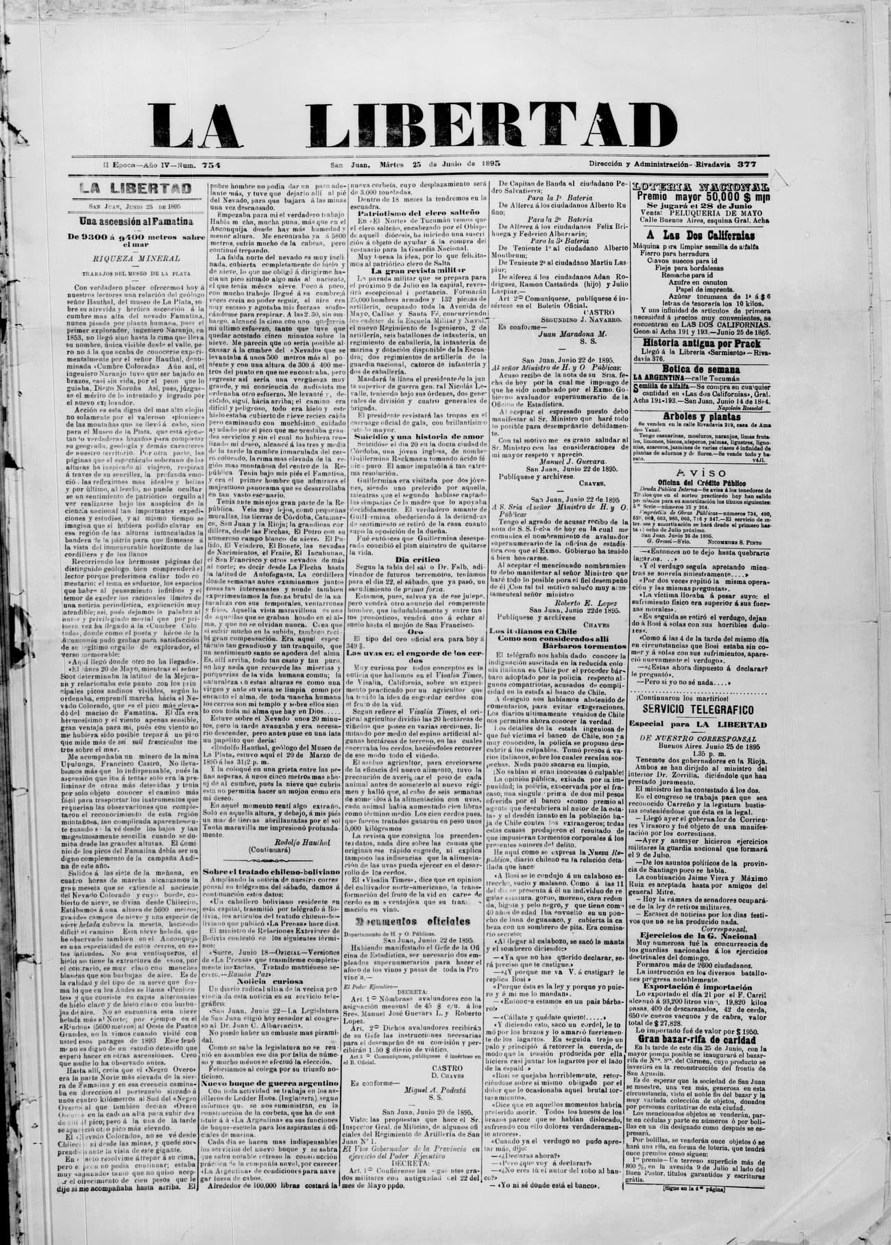 Portada · 23 de Junio de 1895