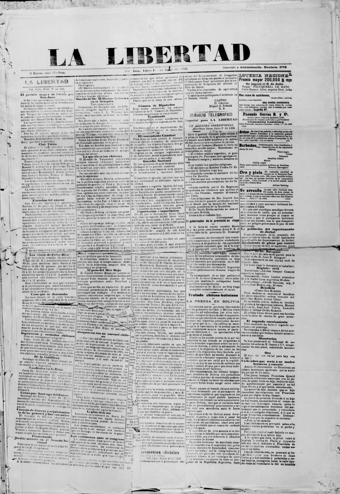 Portada · 1 de Julio de 1895