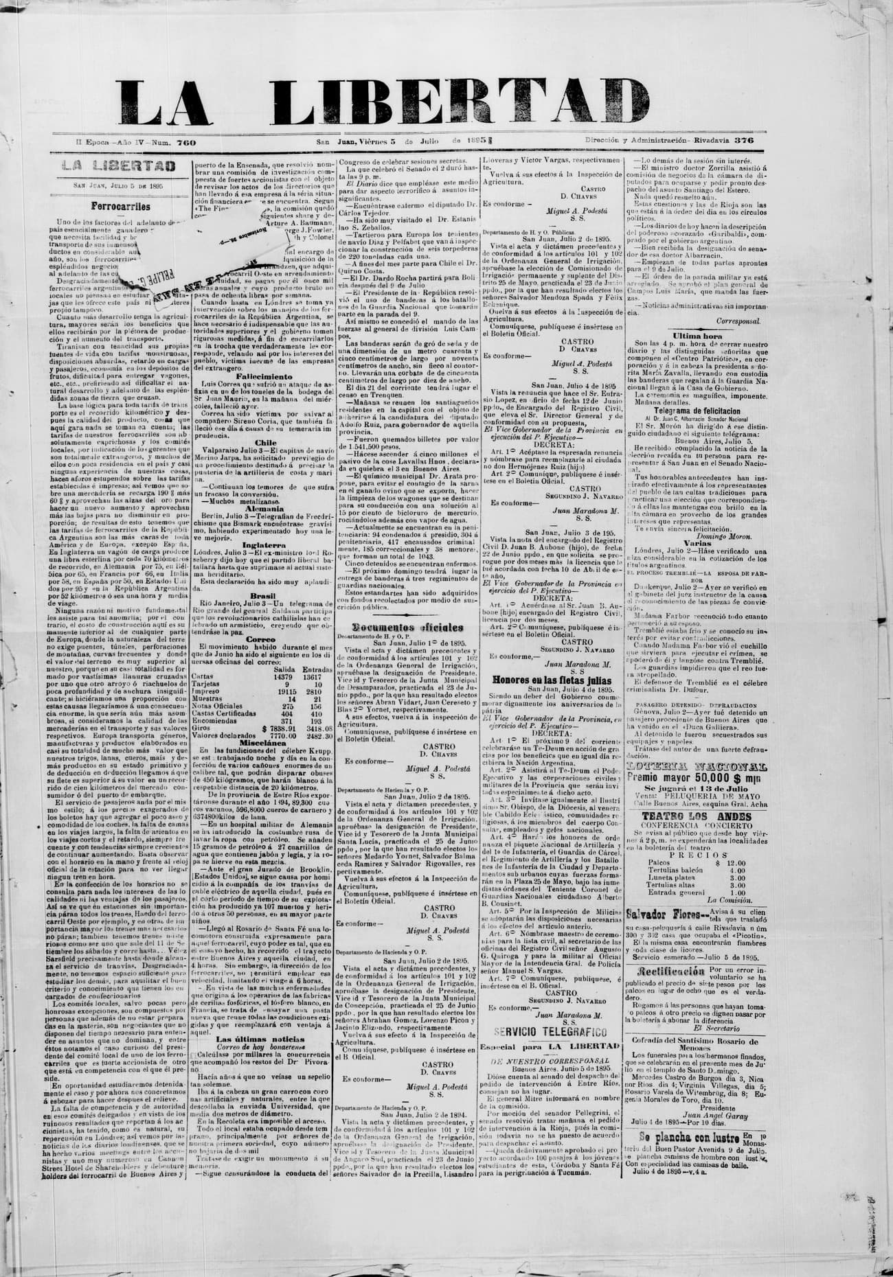 Portada · 5 de Julio de 1895