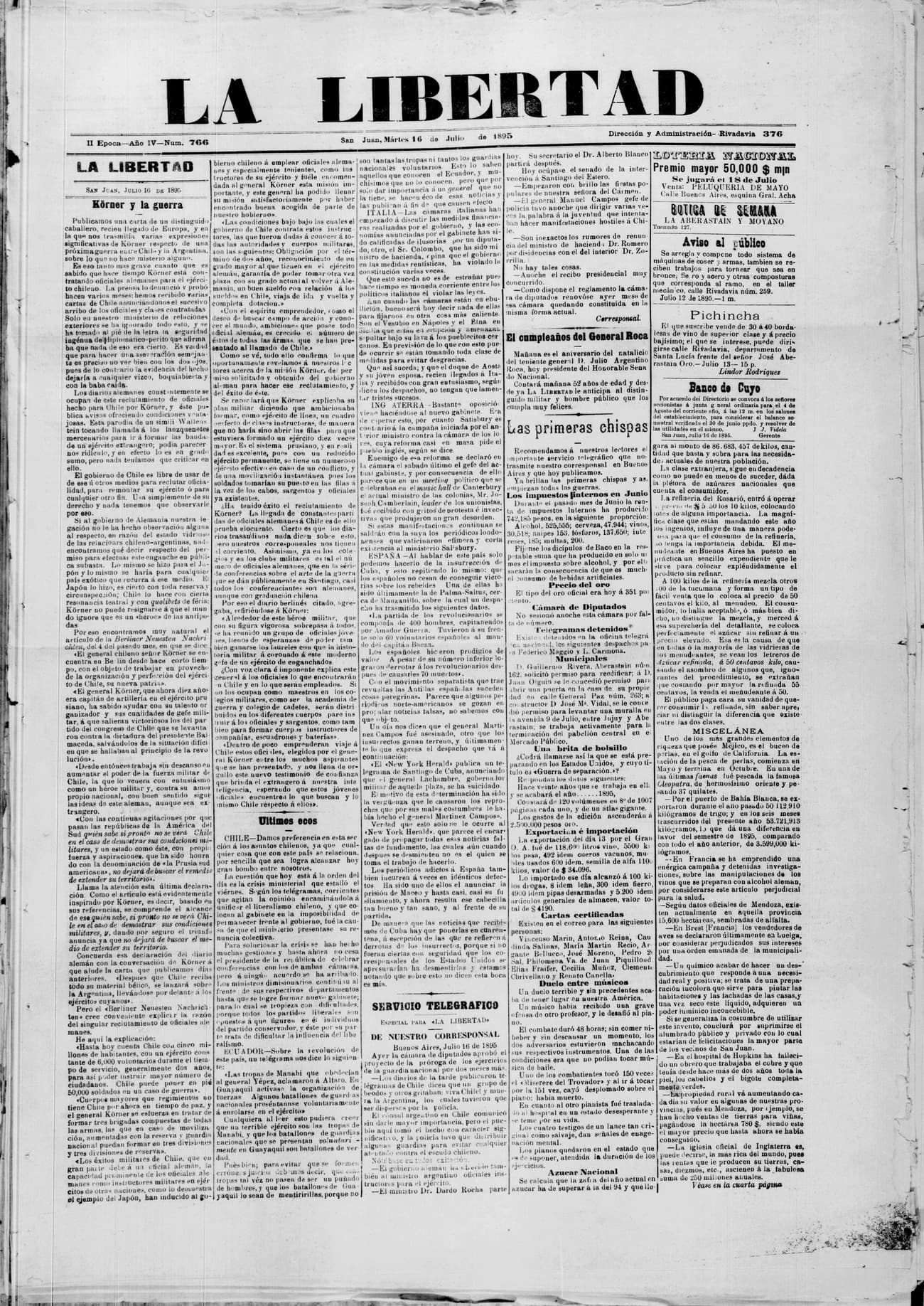 Portada · 16 de Julio de 1895
