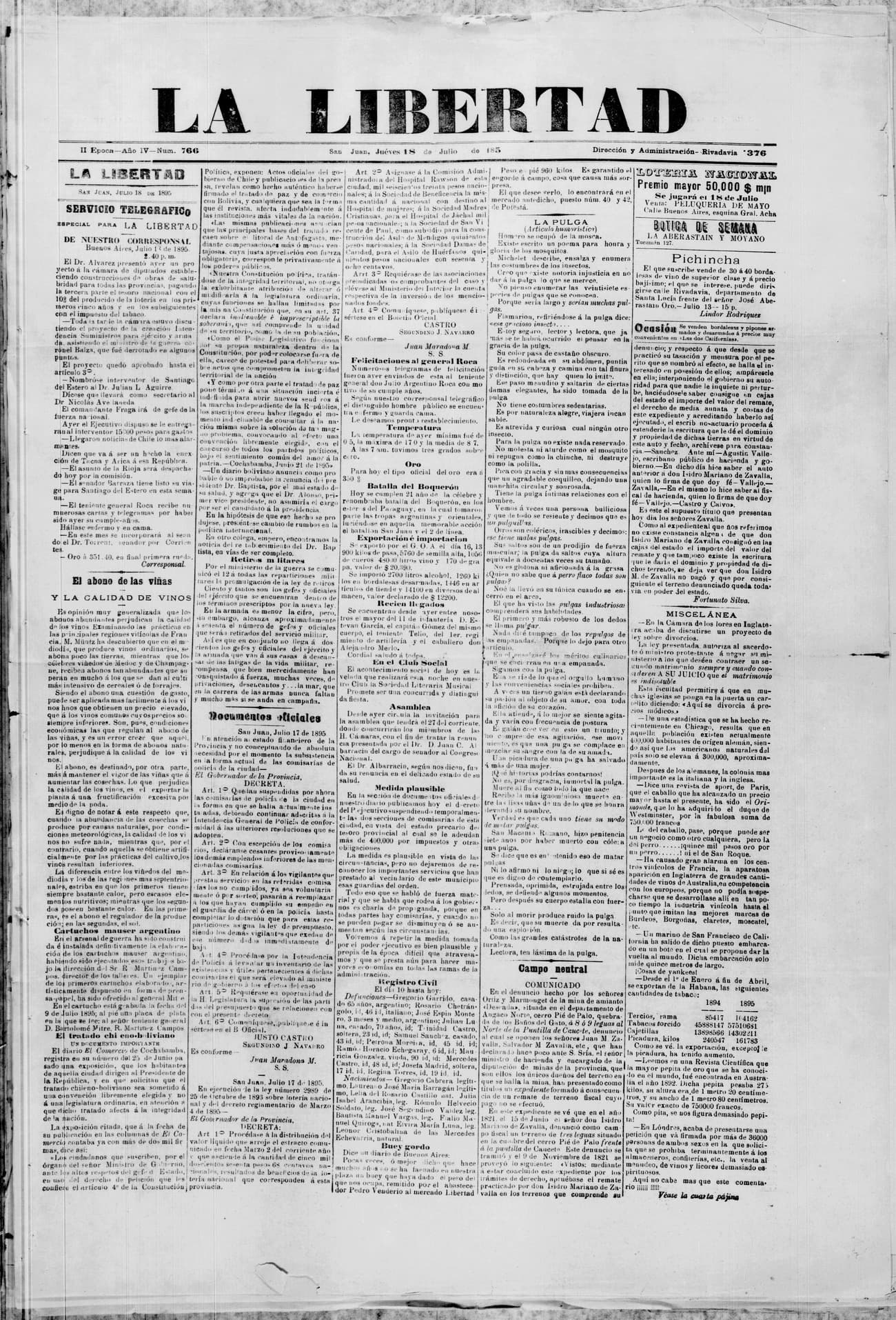 Portada · 18 de Julio de 1895