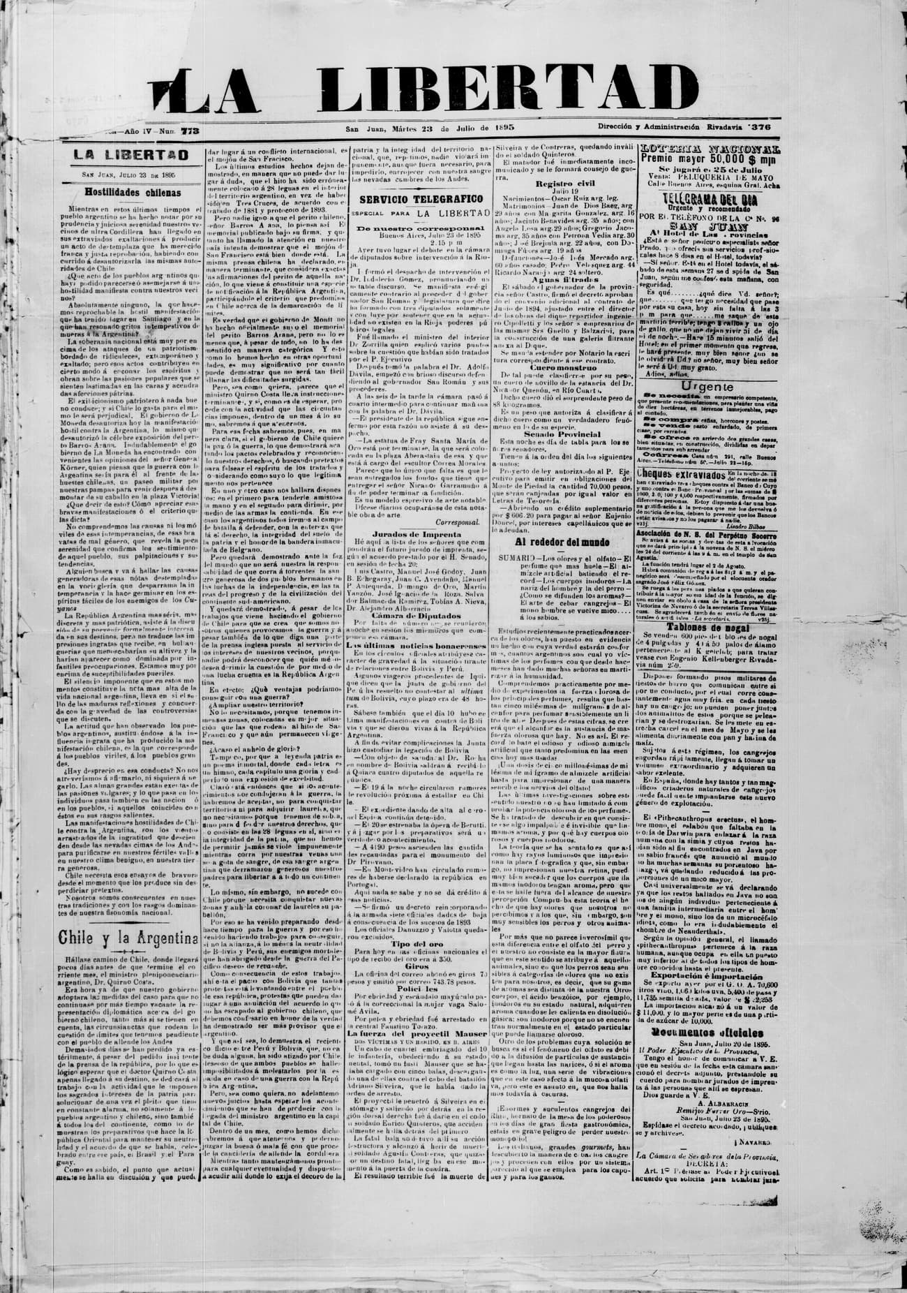 Portada · 23 de Julio de 1895