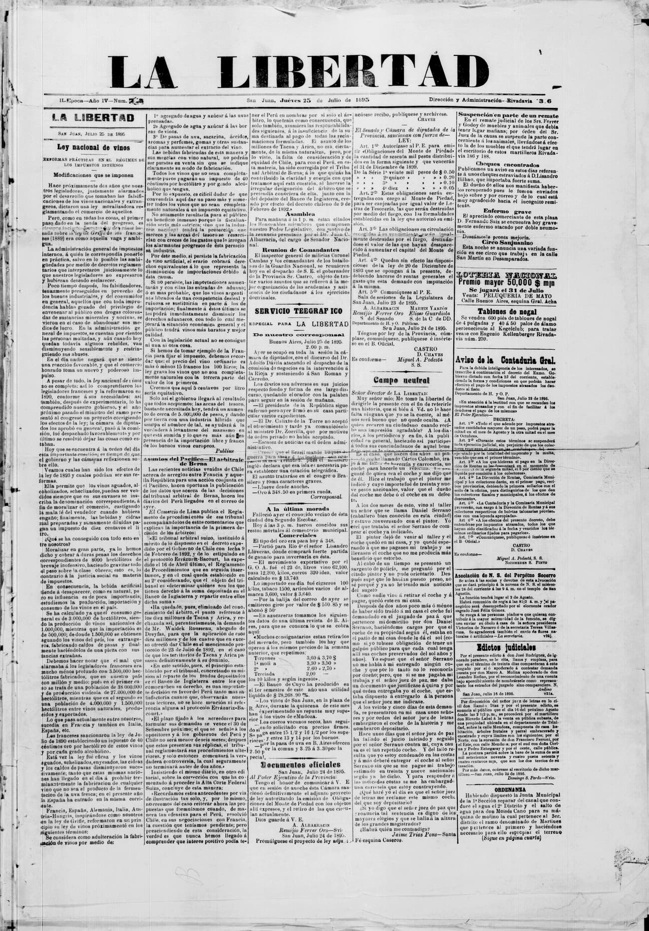Portada · 25 de Julio de 1895