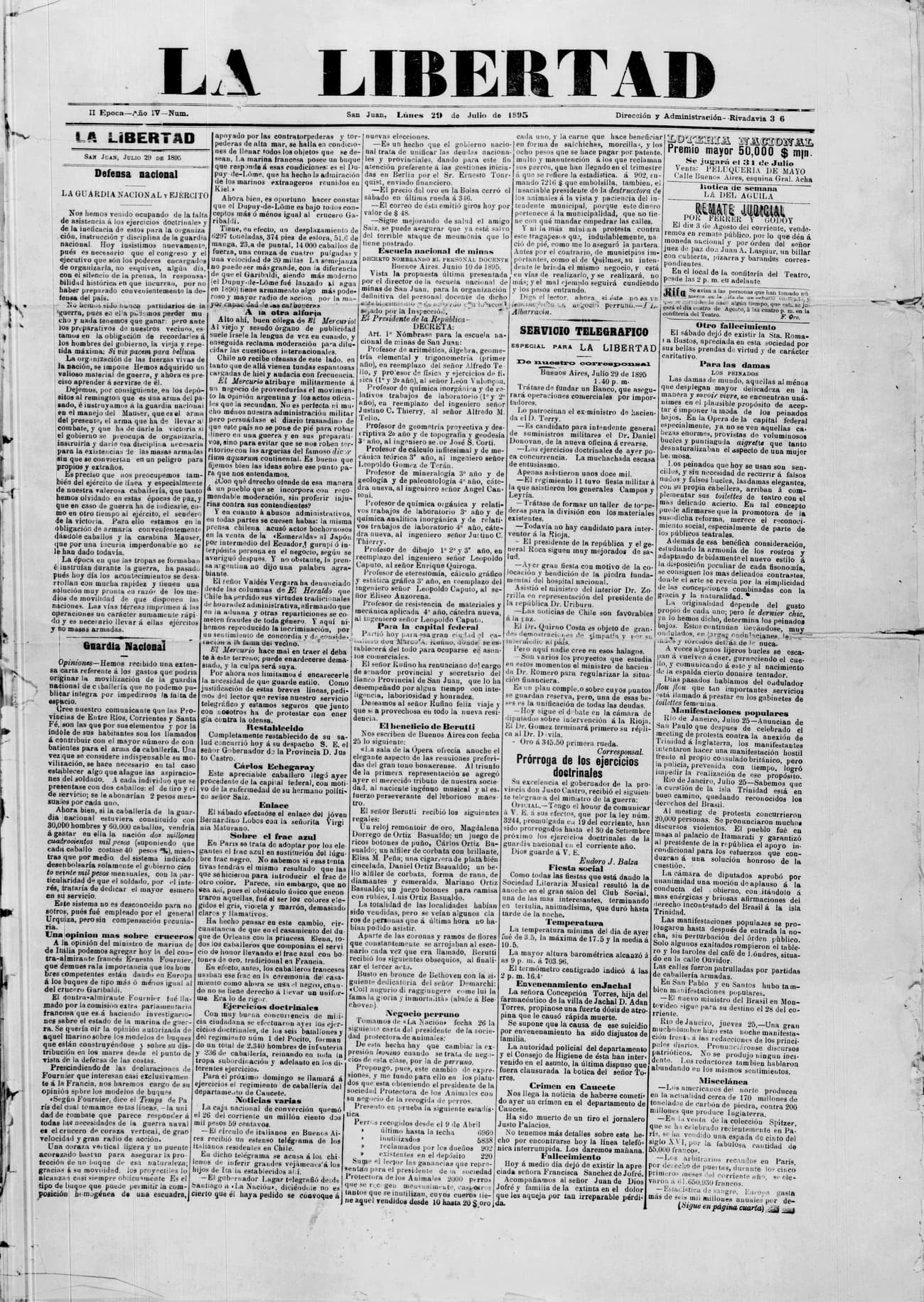 Portada · 29 de Agosto de 1895