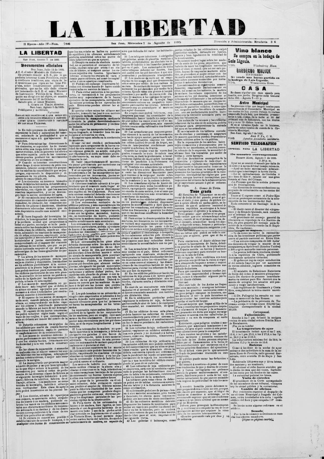 Portada · 7 de Agosto de 1895