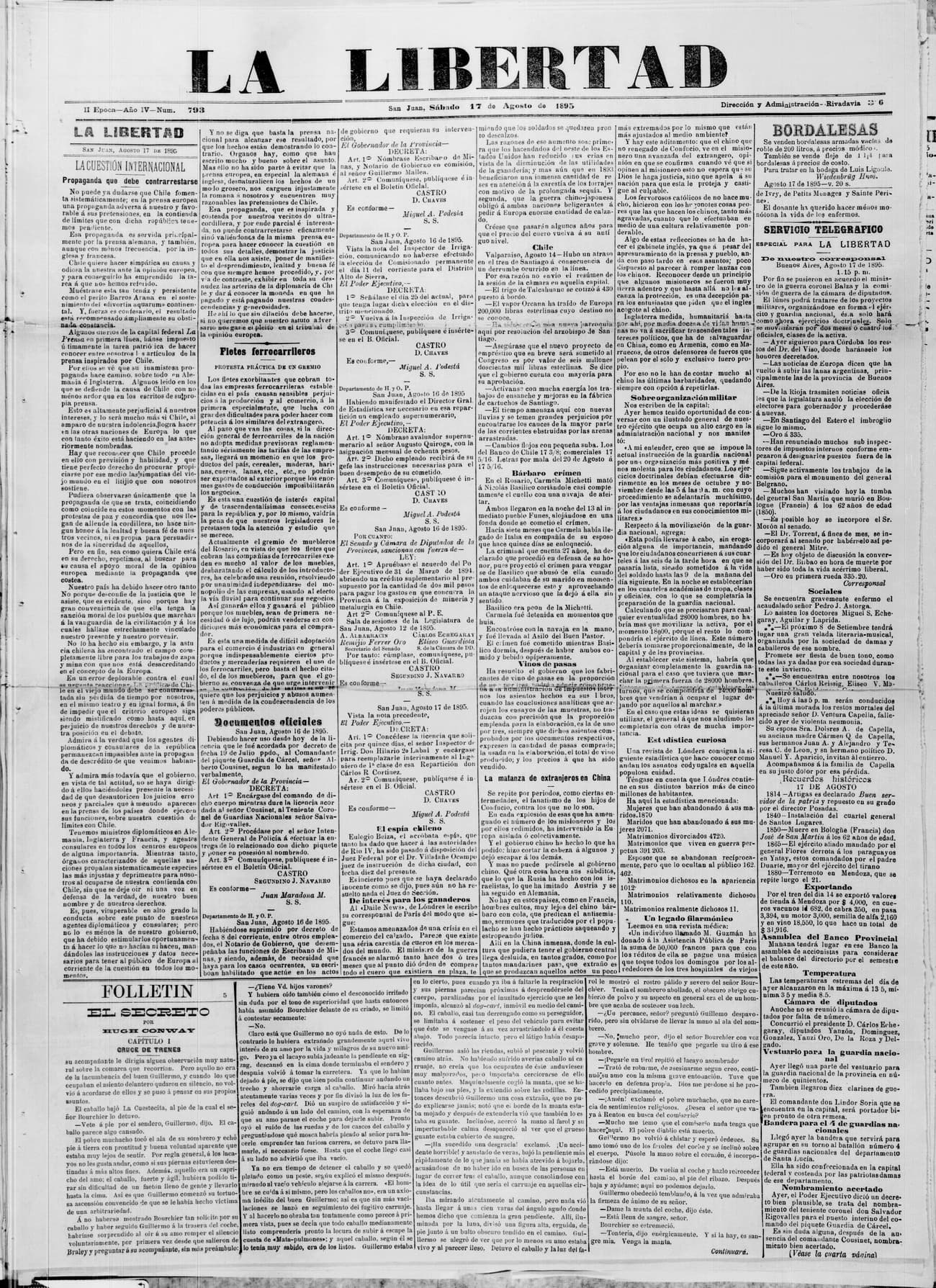 Portada · 17 de Agosto de 1895