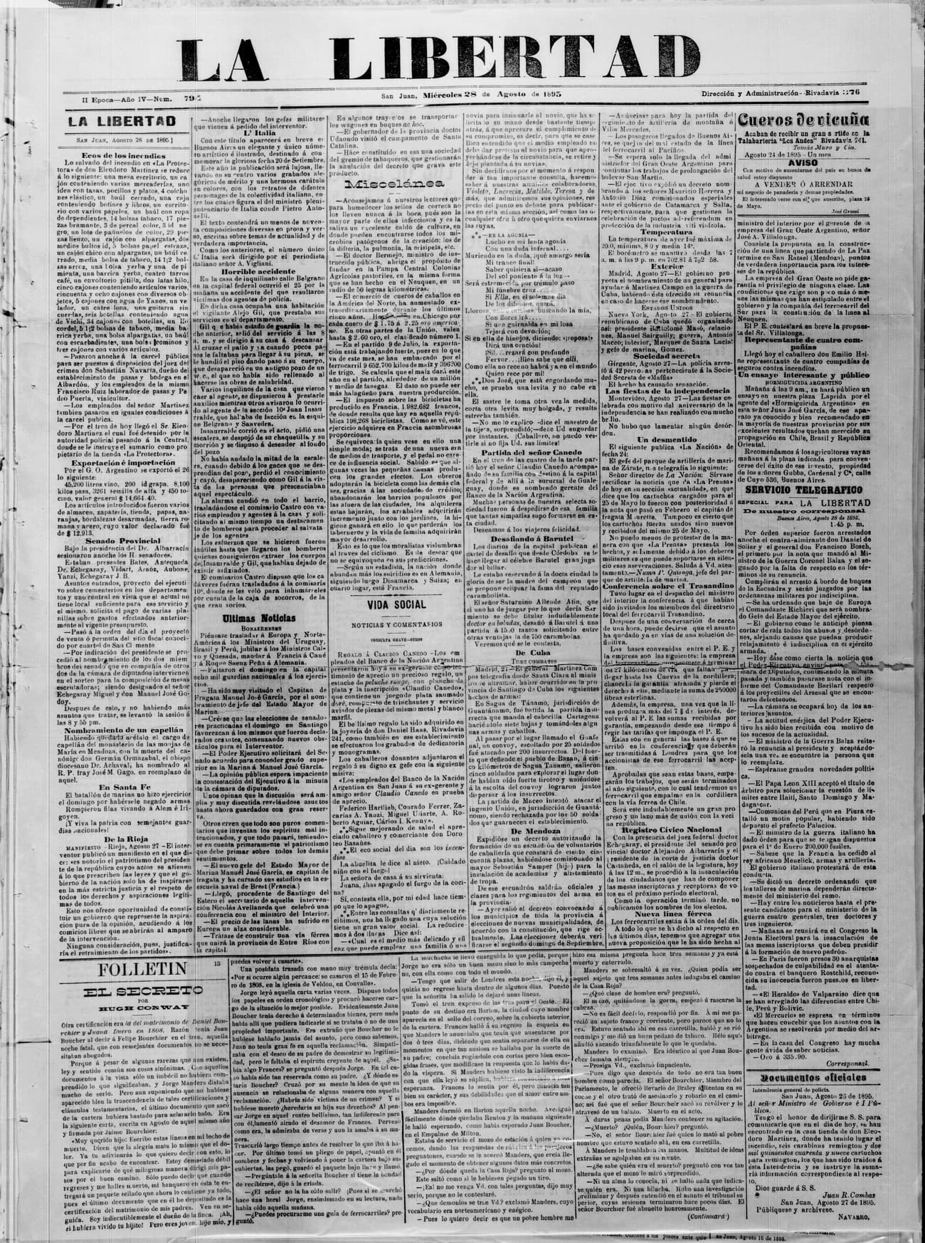 Portada · 28 de Agosto de 1895