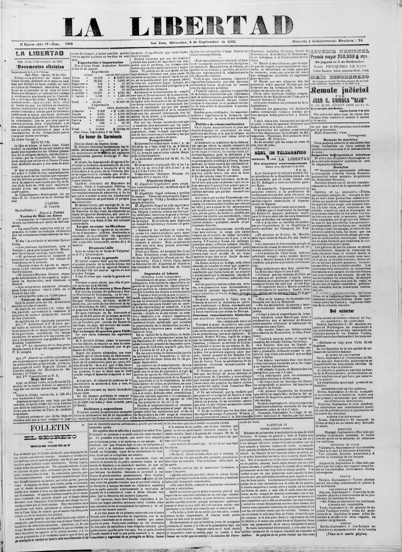Portada · 4 de Septiembre de 1895