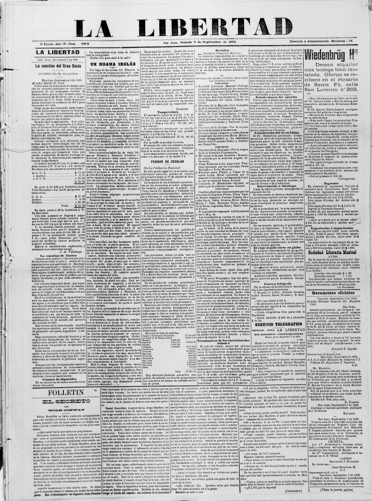 Portada · 7 de Septiembre de 1895