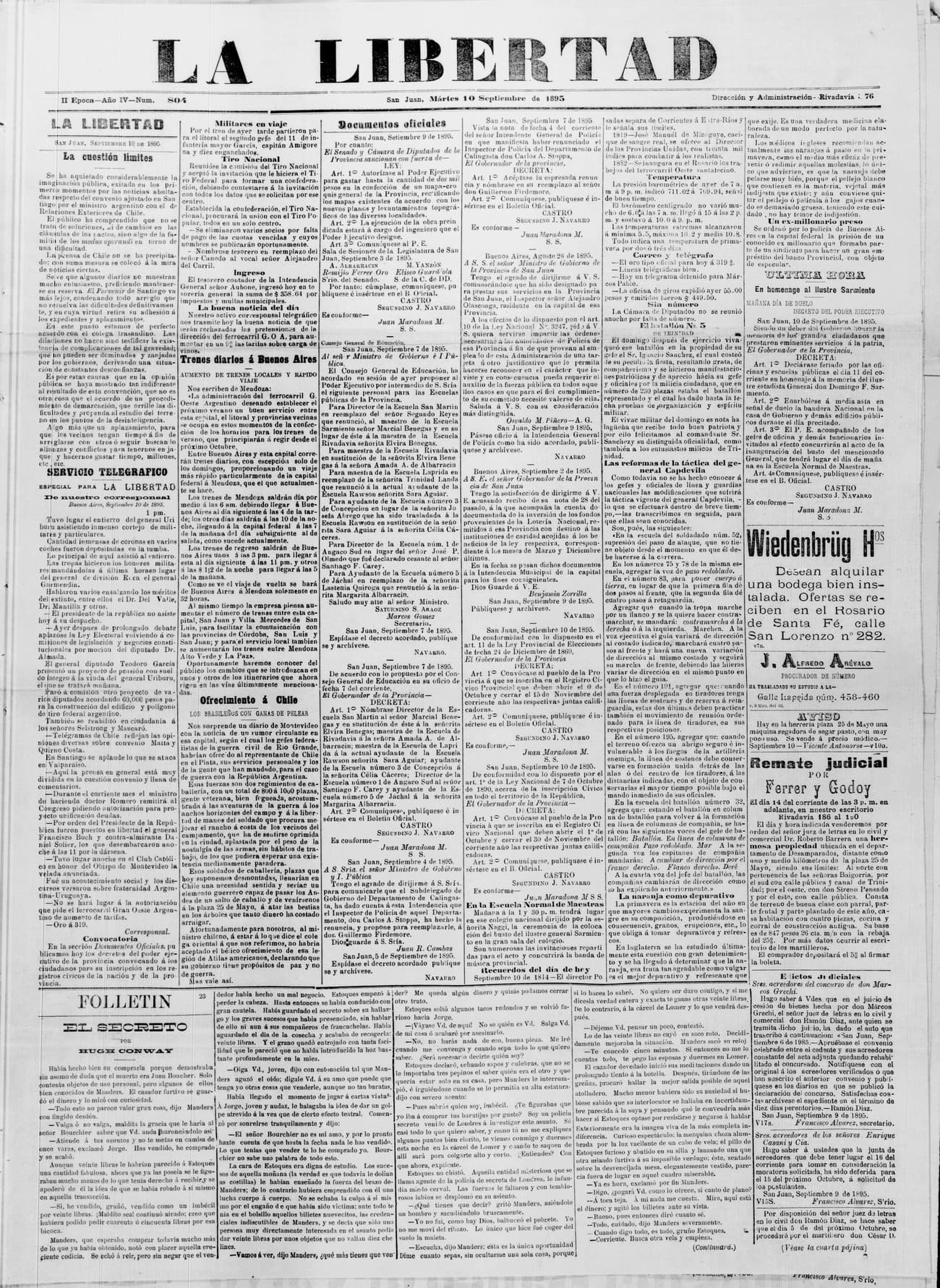 Portada · 10 de Septiembre de 1895