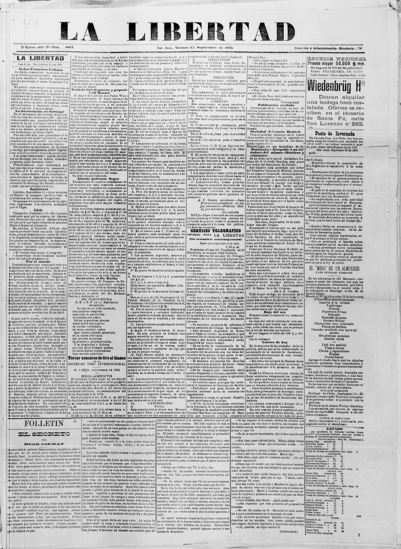 Portada · 13 de Septiembre de 1895