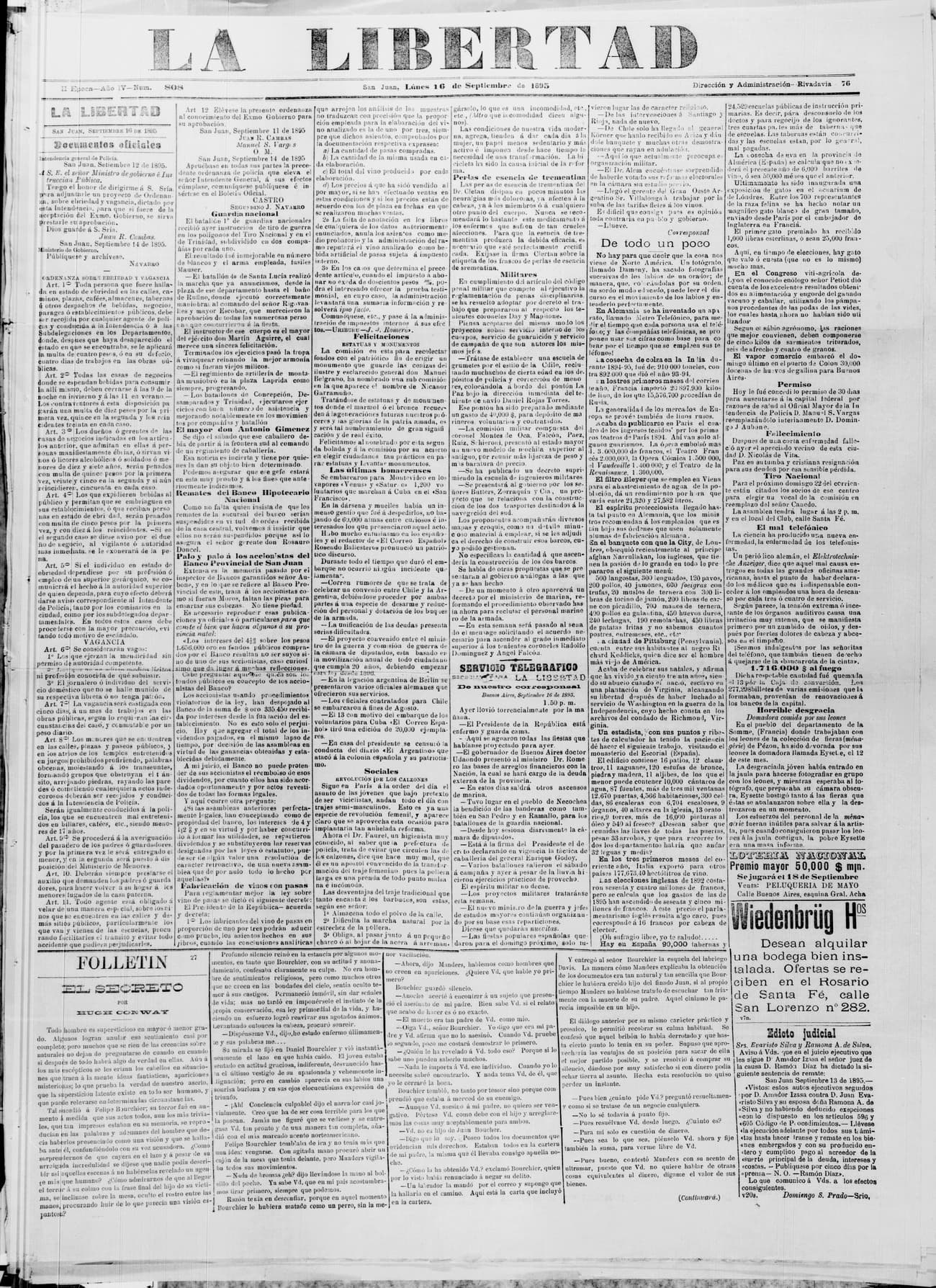 Portada · 16 de Septiembre de 1895